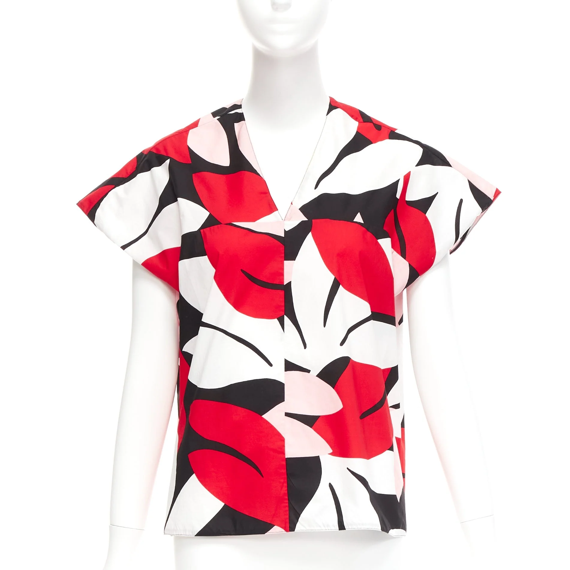 Women's Marni geometric print cap sleeve boxy top - Image 7