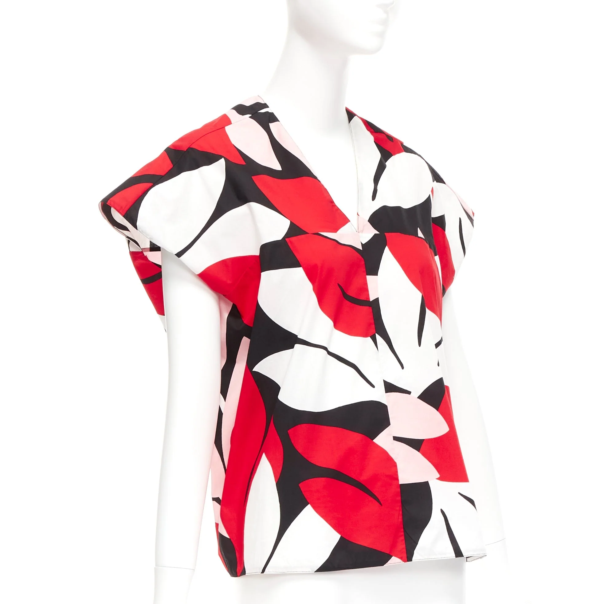 Women's Marni geometric print cap sleeve boxy top - Image 9