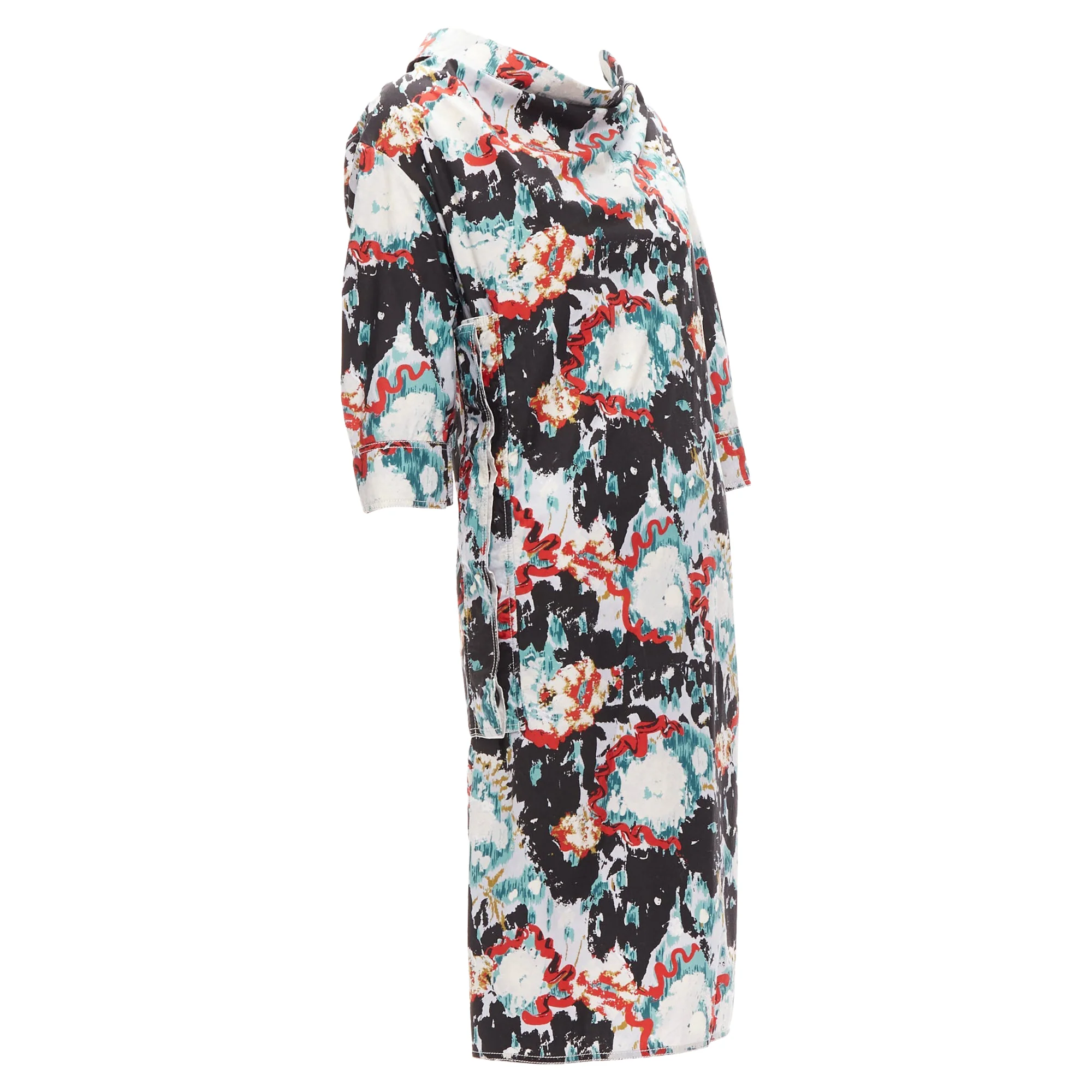Women's Marni graphic splash paint print cotton oriental cut dress - Image 3