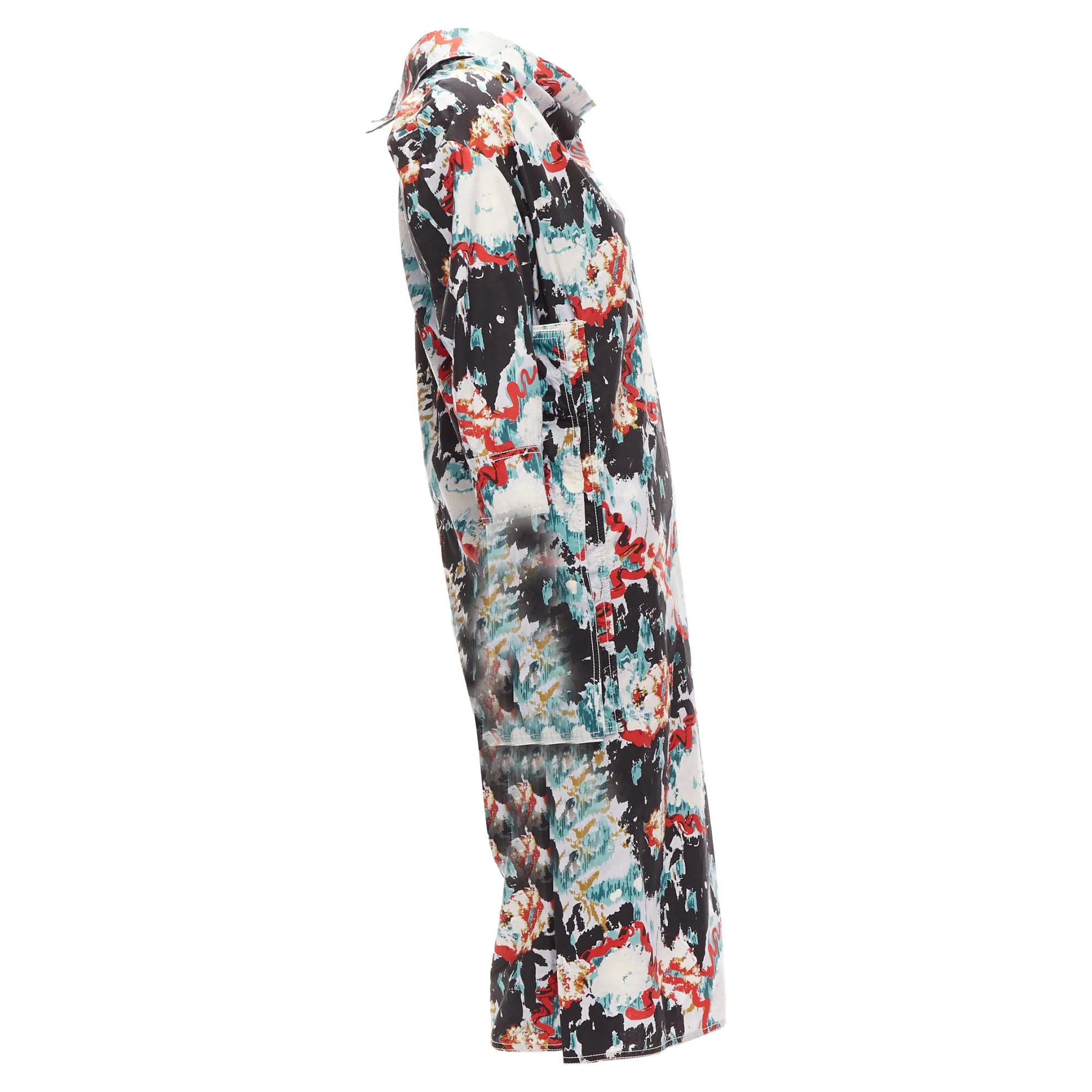 Women's Marni graphic splash paint print cotton oriental cut dress - Image 4