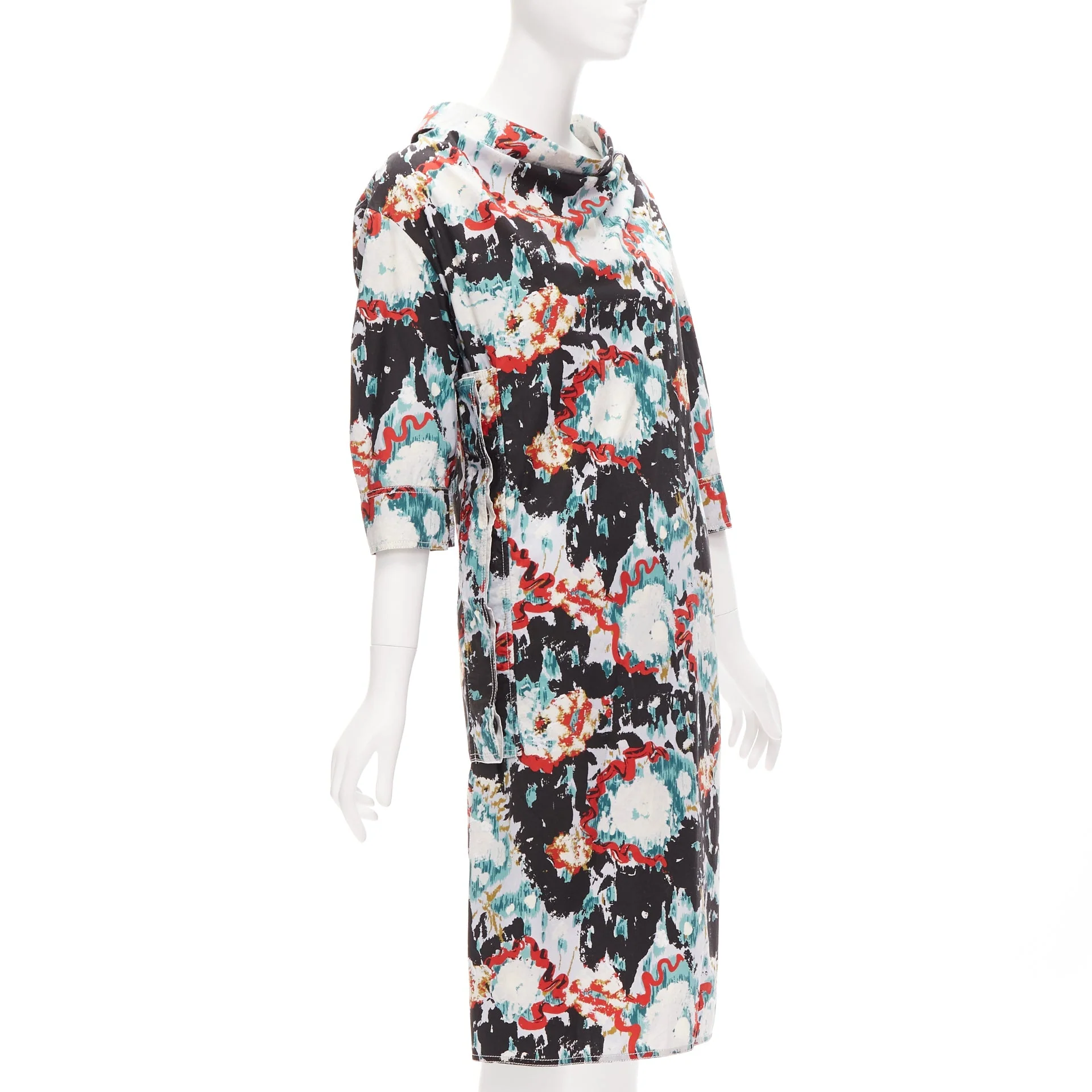 Women's Marni graphic splash paint print cotton oriental cut dress - Image 9