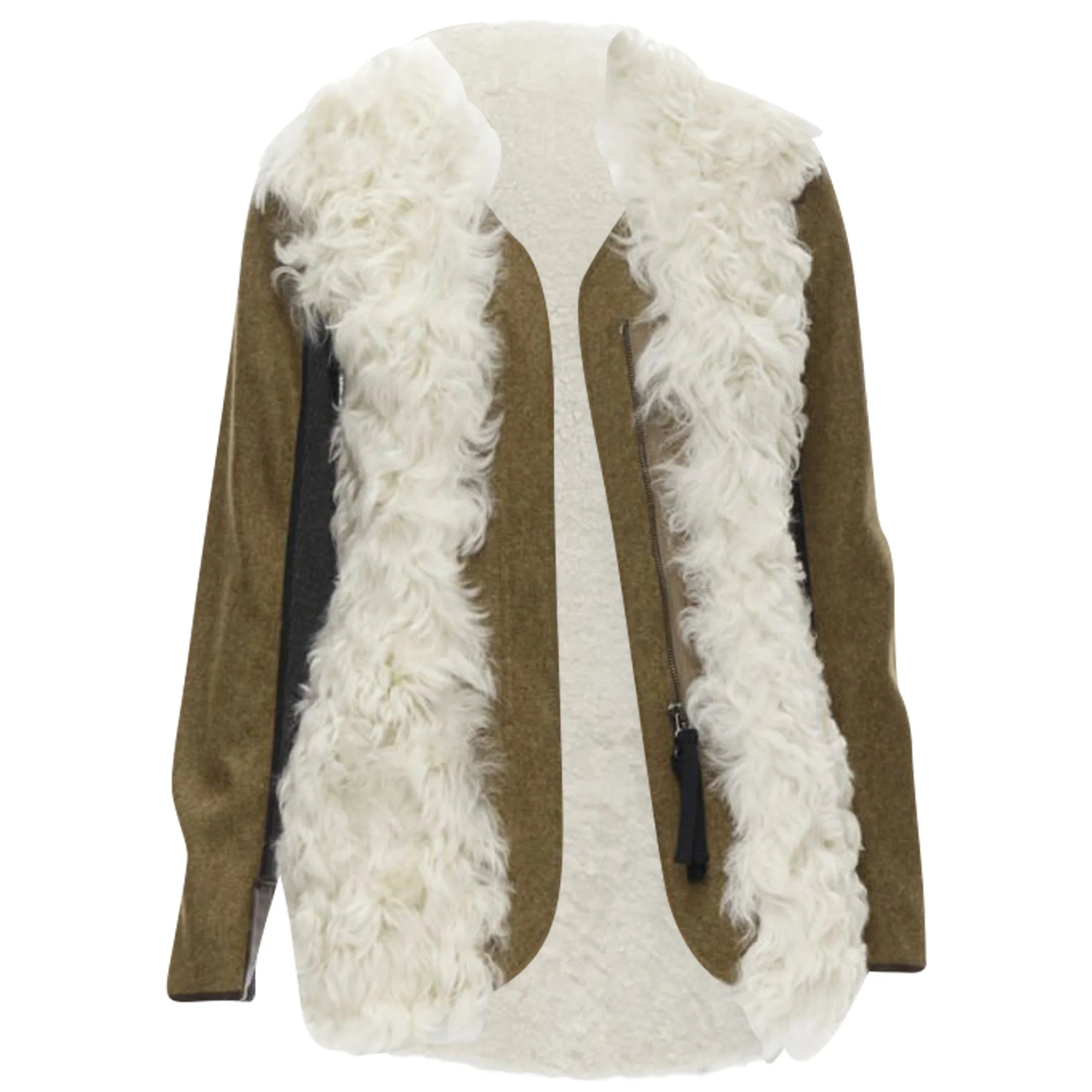 Women's Marni lamb shearling fur wool sleeves winter coat