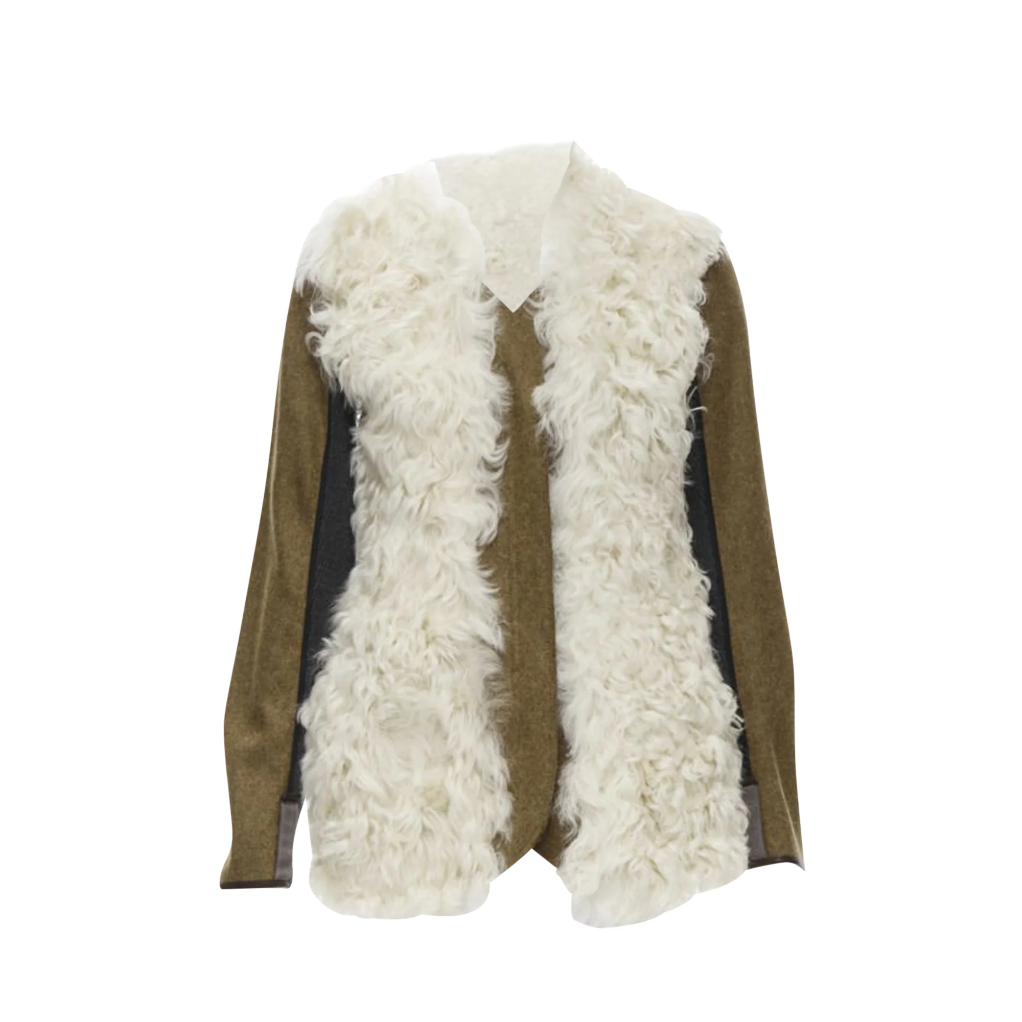 Women's Marni lamb shearling fur wool sleeves winter coat - Image 3