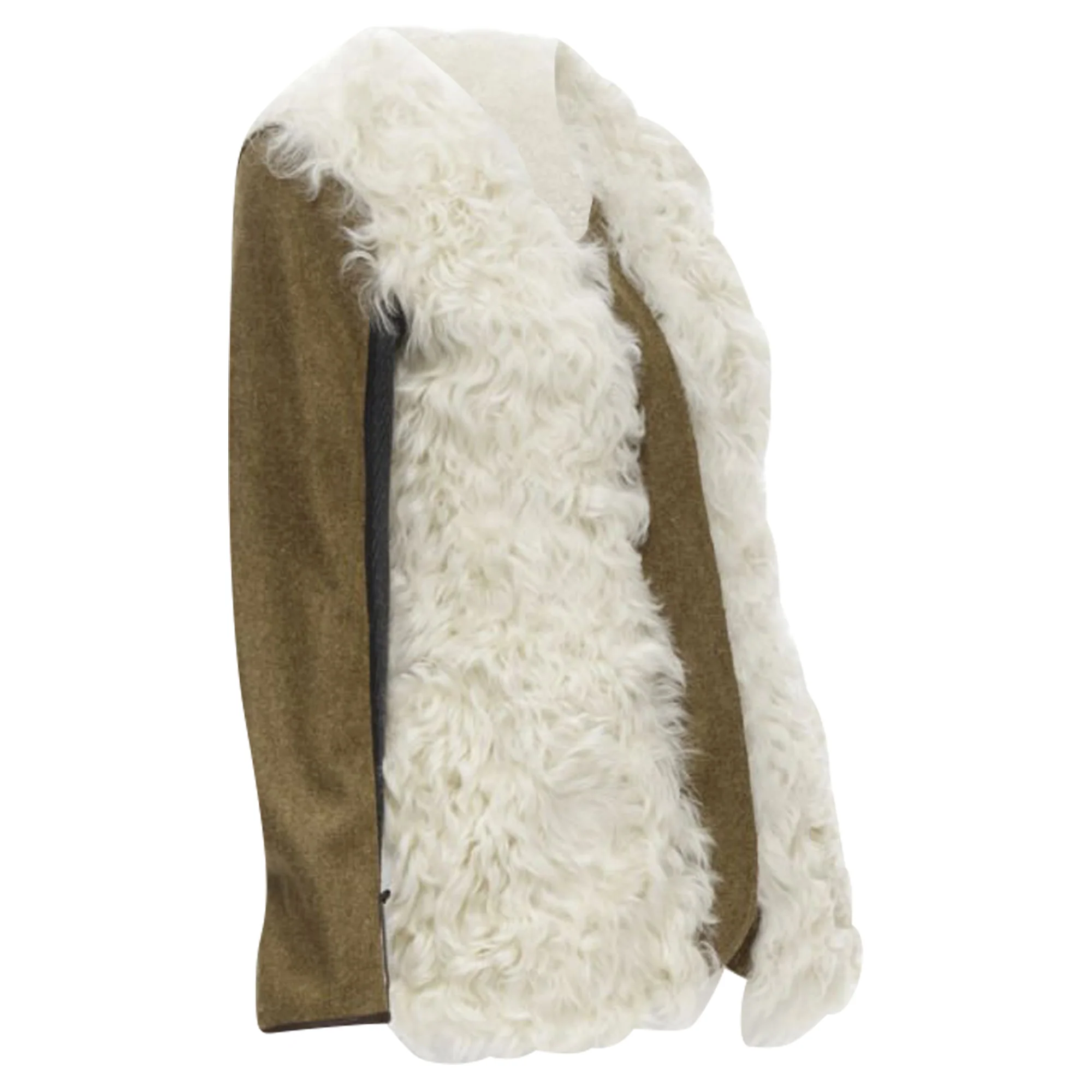 Women's Marni lamb shearling fur wool sleeves winter coat - Image 4