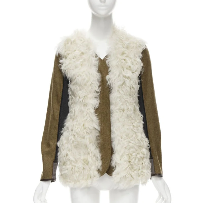Women's Marni lamb shearling fur wool sleeves winter coat - Image 9