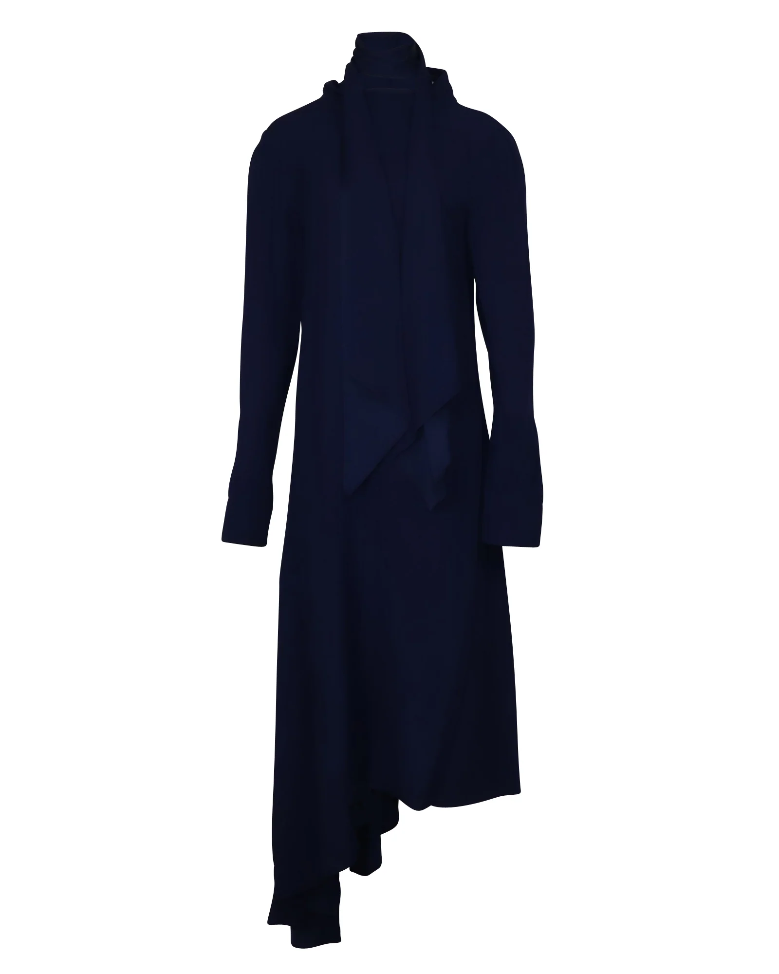 Women's Marni Pussy Bow Asymmetric Dress in Blue Viscose