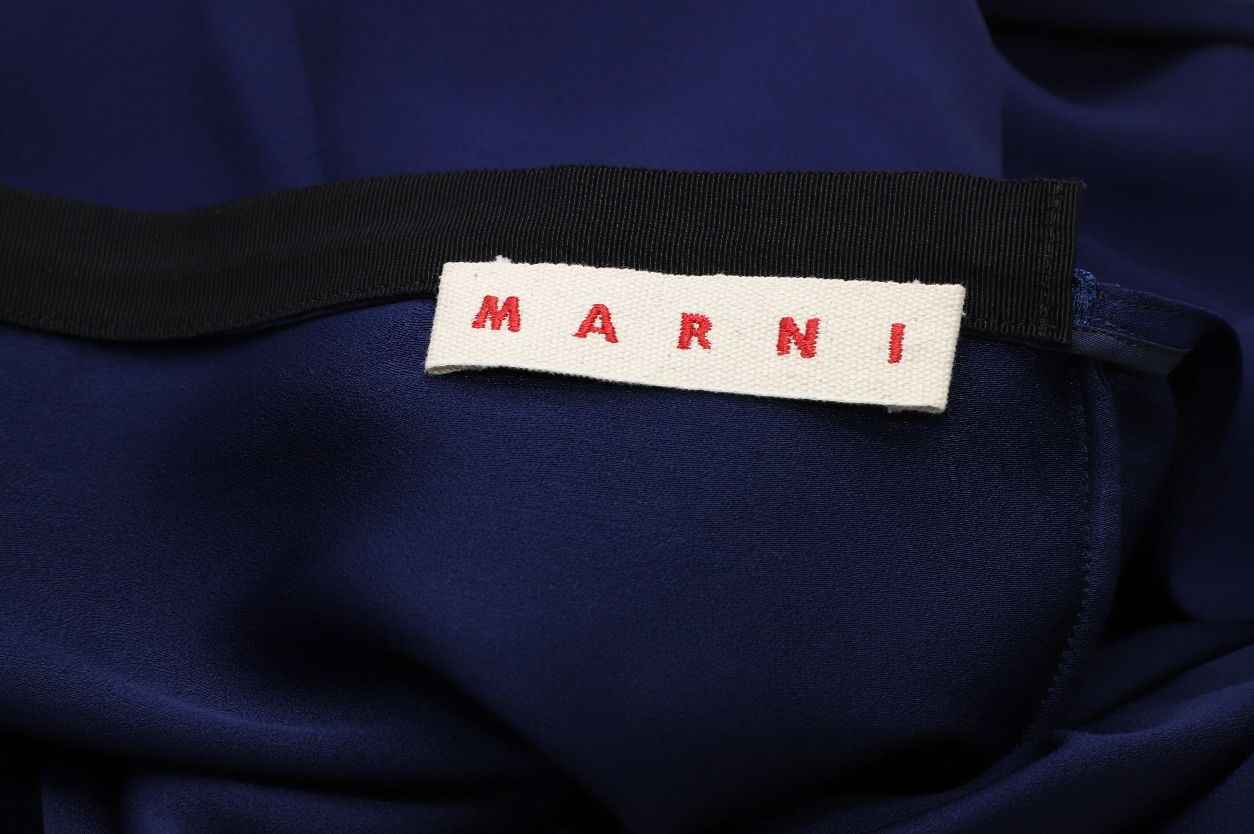 Women's Marni Pussy Bow Asymmetric Dress in Blue Viscose - Image 4