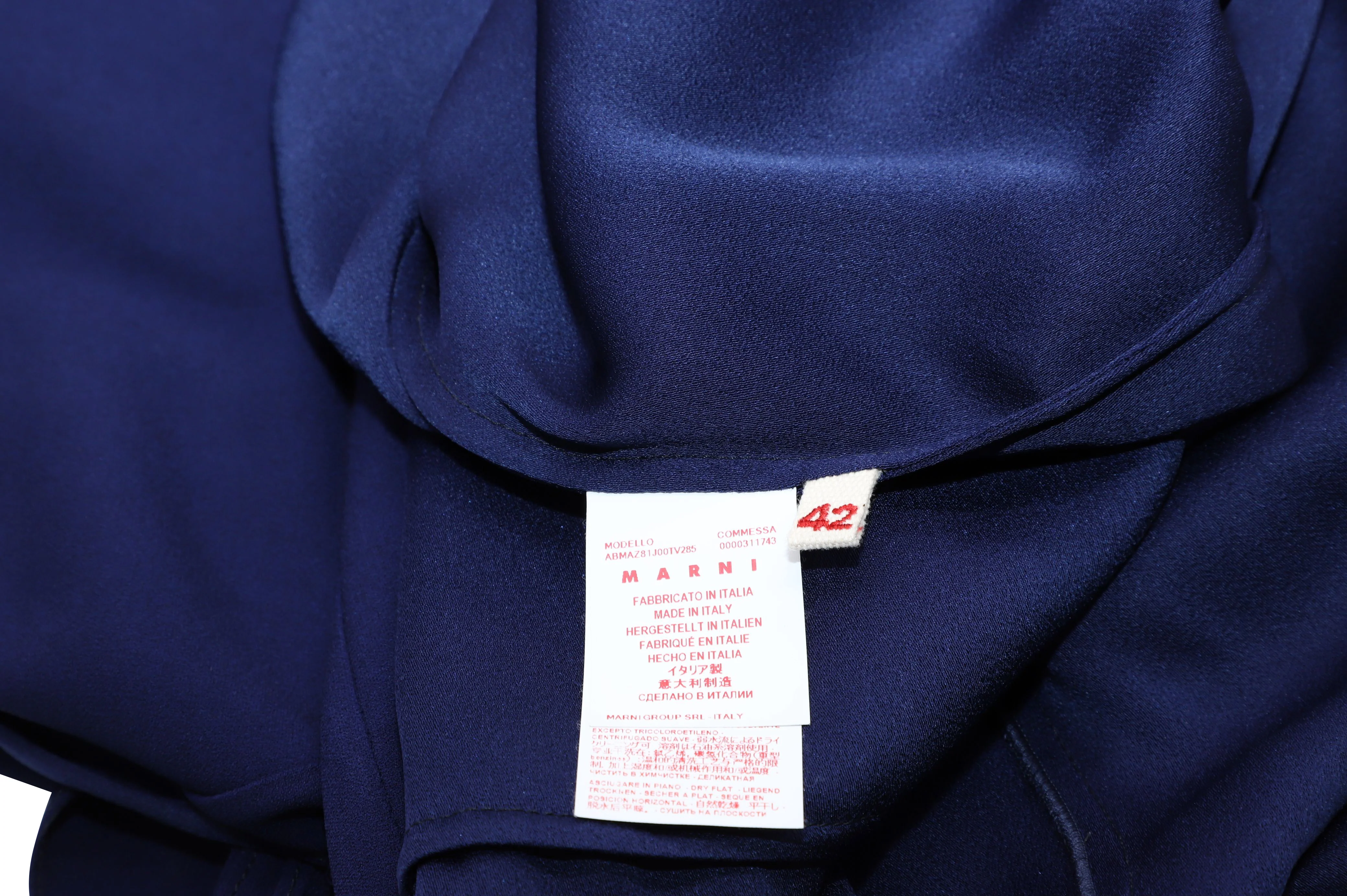 Women's Marni Pussy Bow Asymmetric Dress in Blue Viscose - Image 5