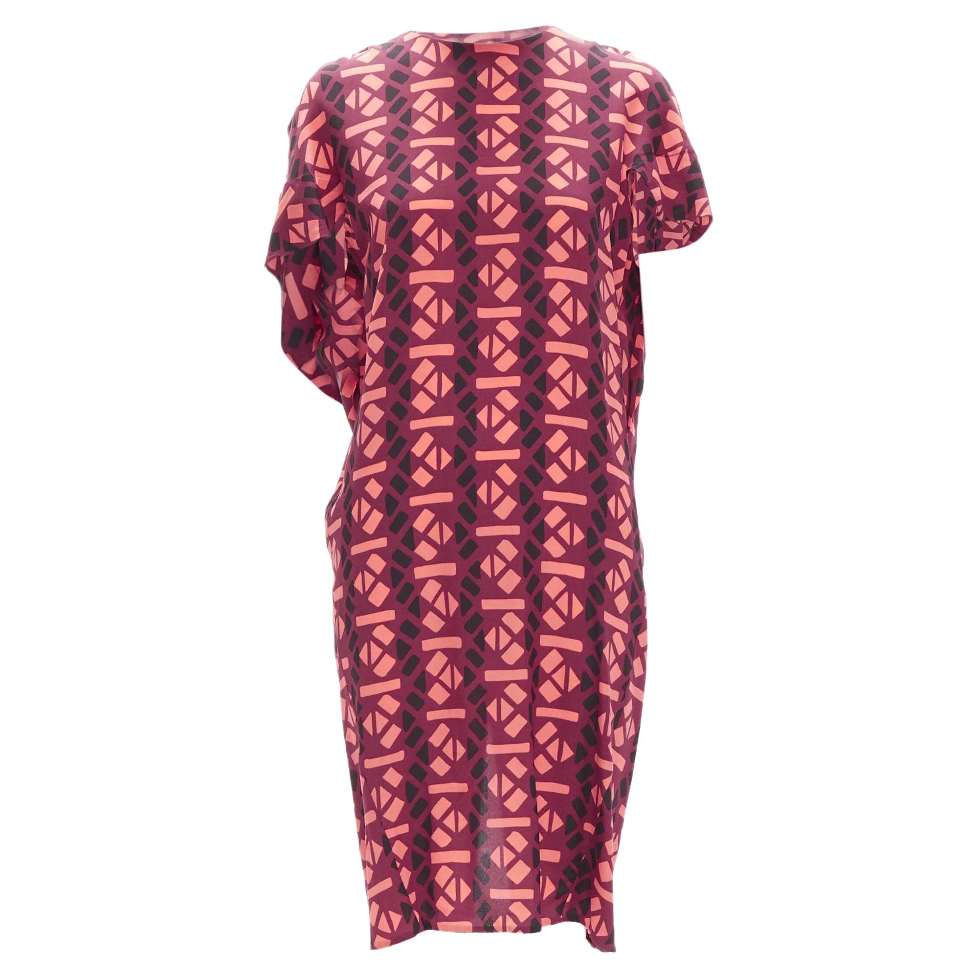 Women's Marni silk geometric print cap sleeves dress