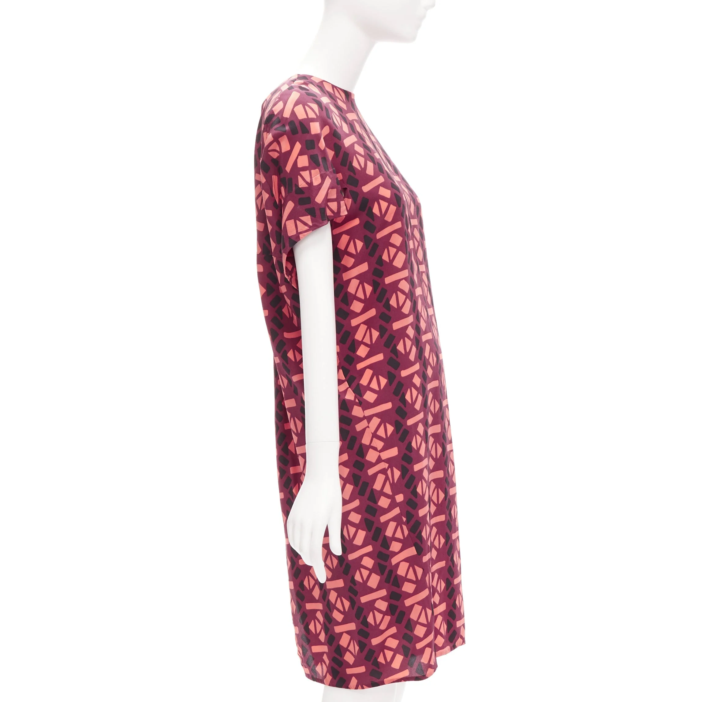 Women's Marni silk geometric print cap sleeves dress - Image 10