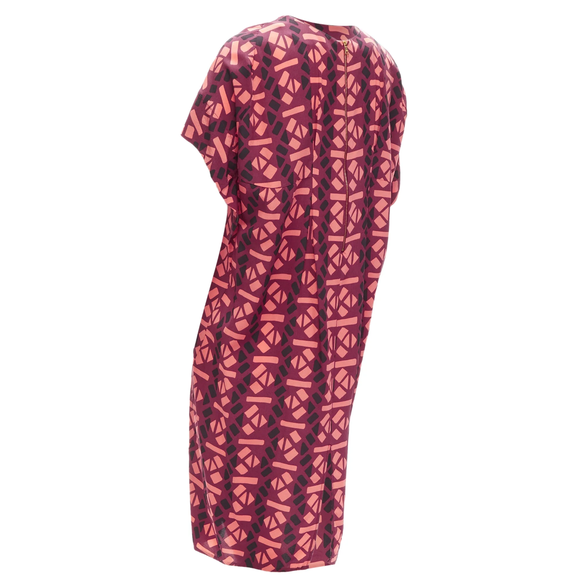 Women's Marni silk geometric print cap sleeves dress - Image 2