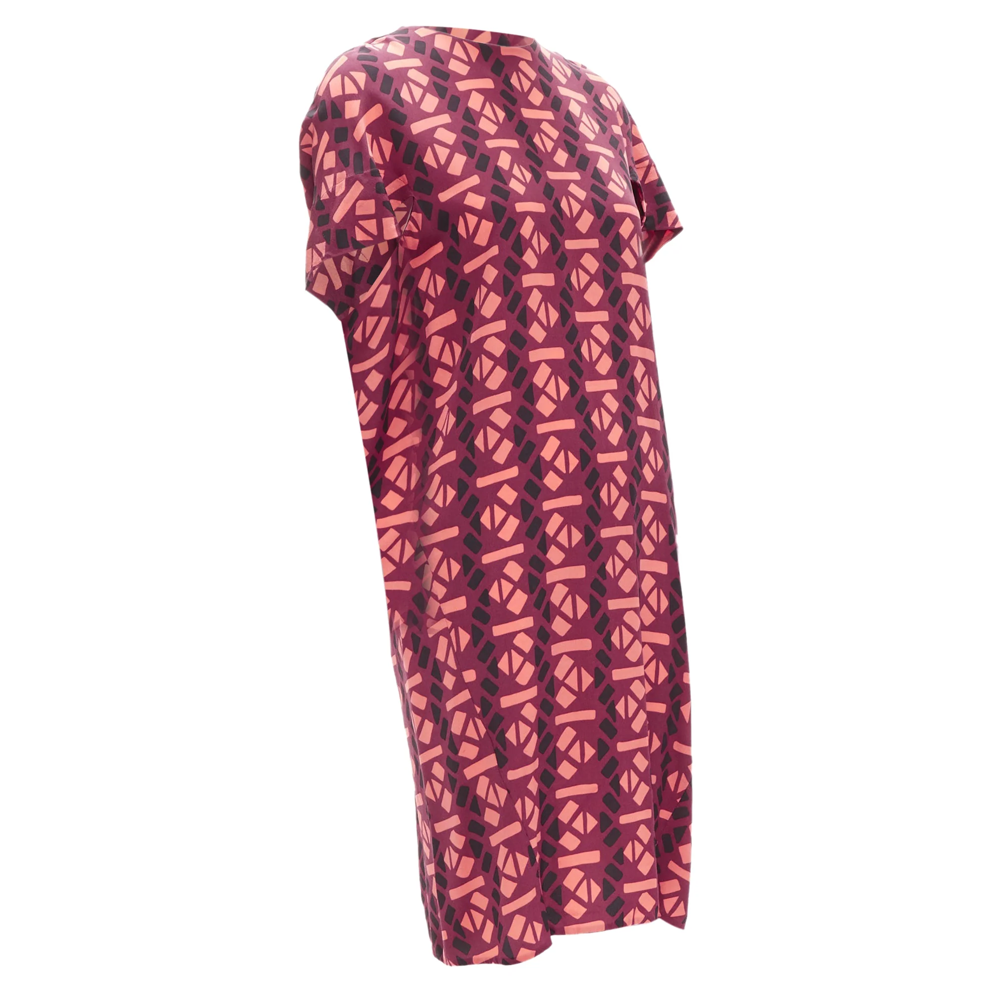 Women's Marni silk geometric print cap sleeves dress - Image 3