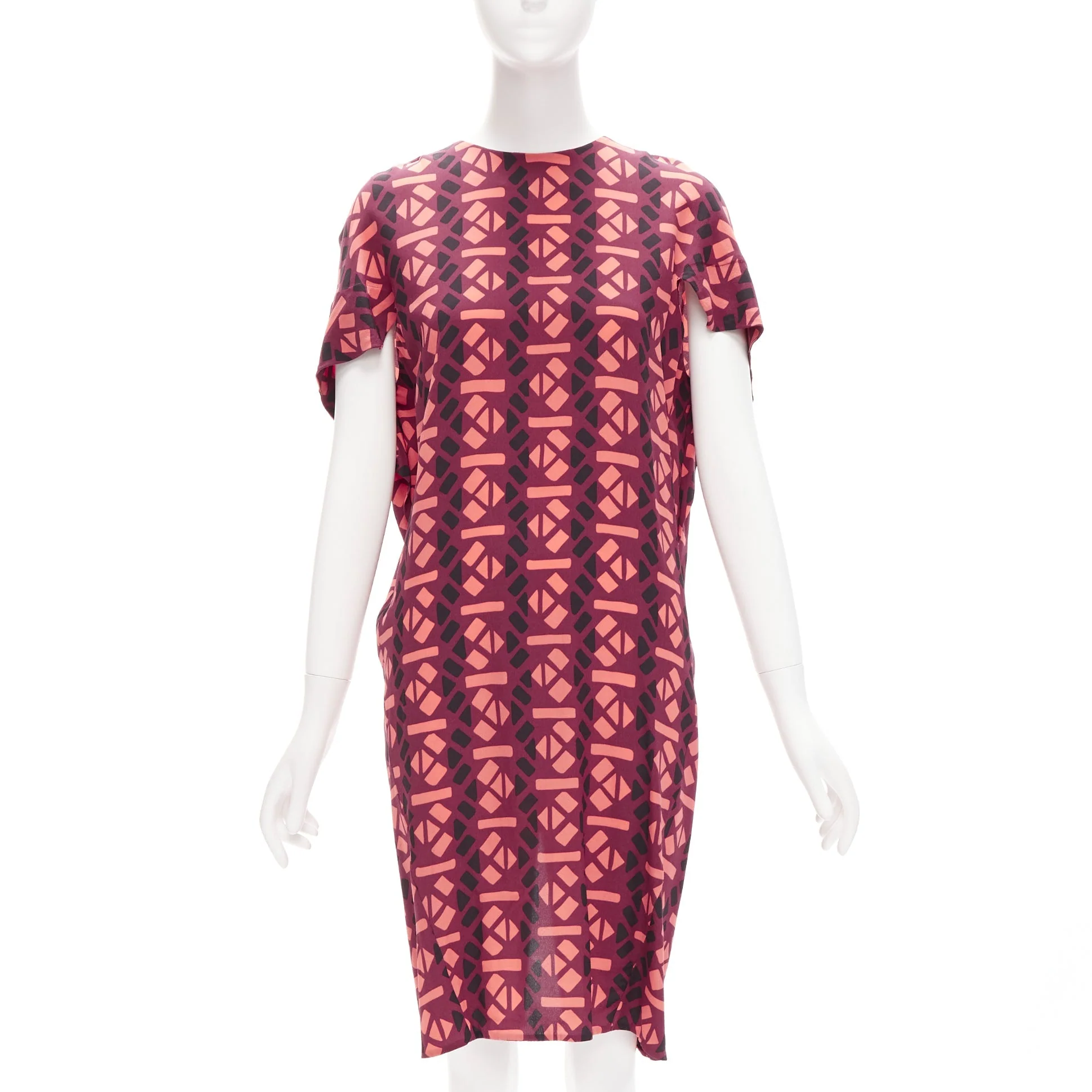 Women's Marni silk geometric print cap sleeves dress - Image 7