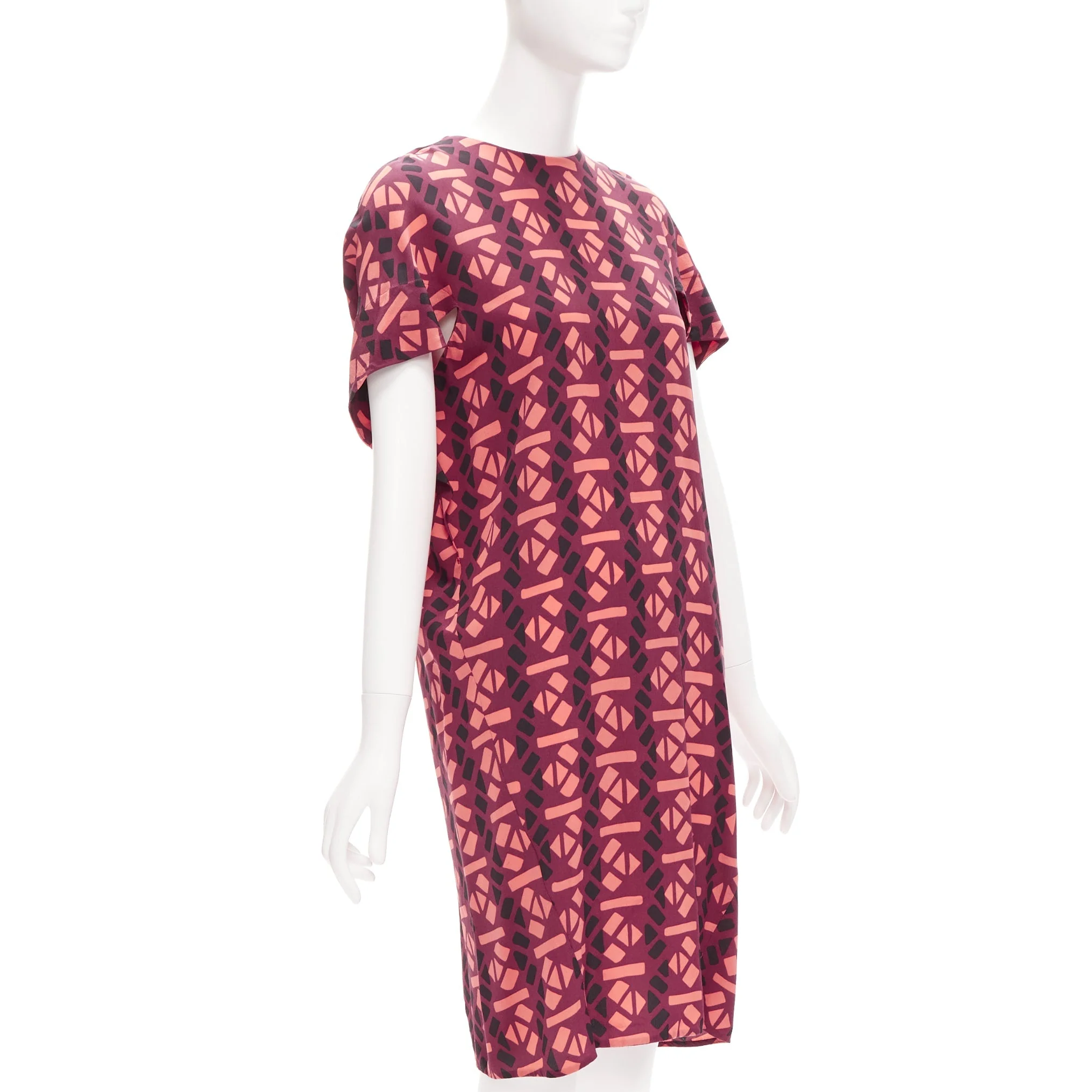 Women's Marni silk geometric print cap sleeves dress - Image 9