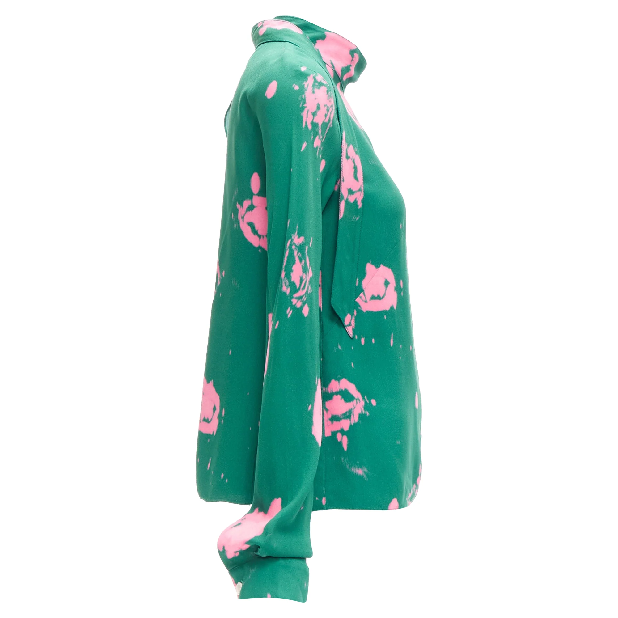Women's Marni splatter tie dye print tie neck long sleeve blouse - Image 4