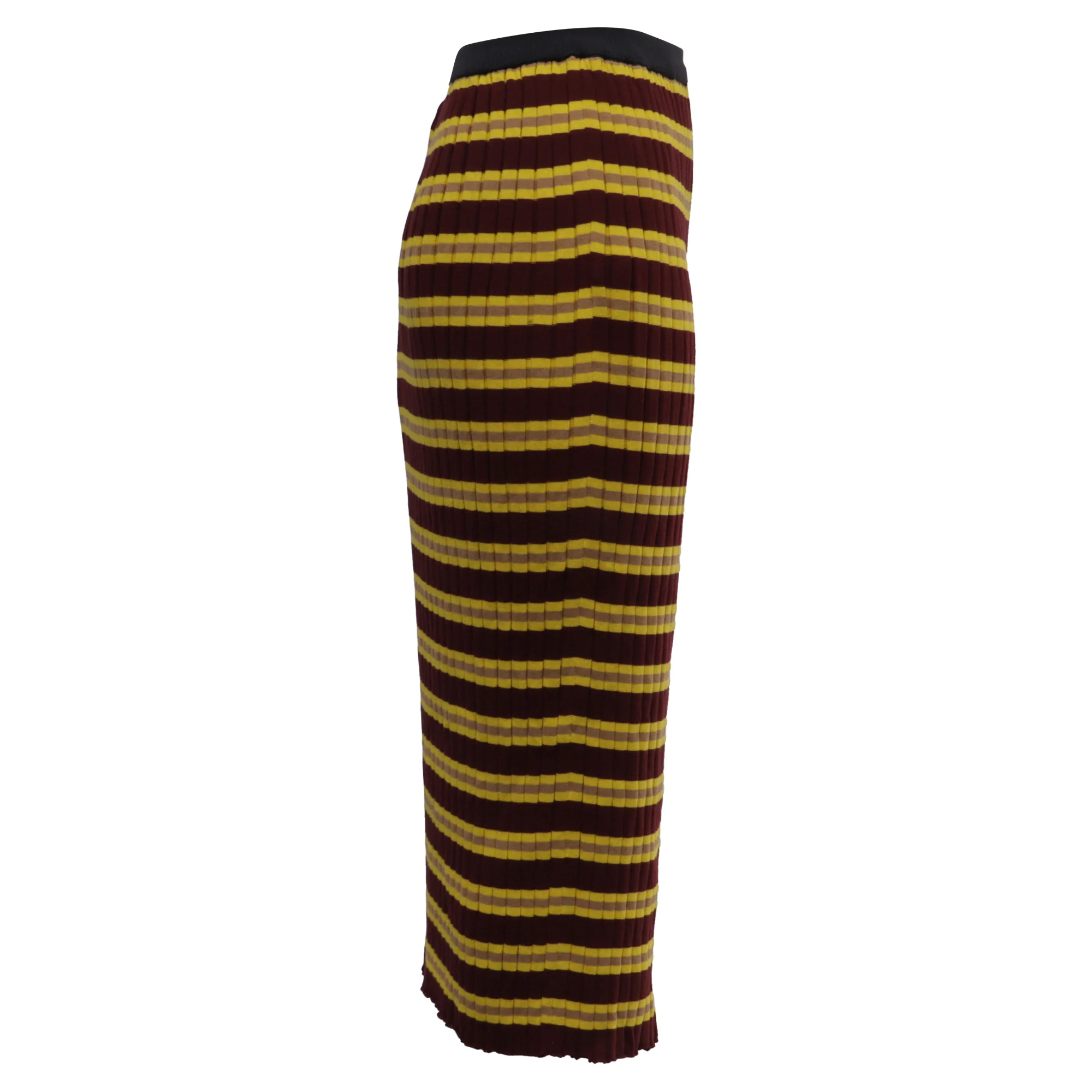 Women's Marni Striped Ribbed-Knit Midi Skirt in Multicolor Cotton - Image 2