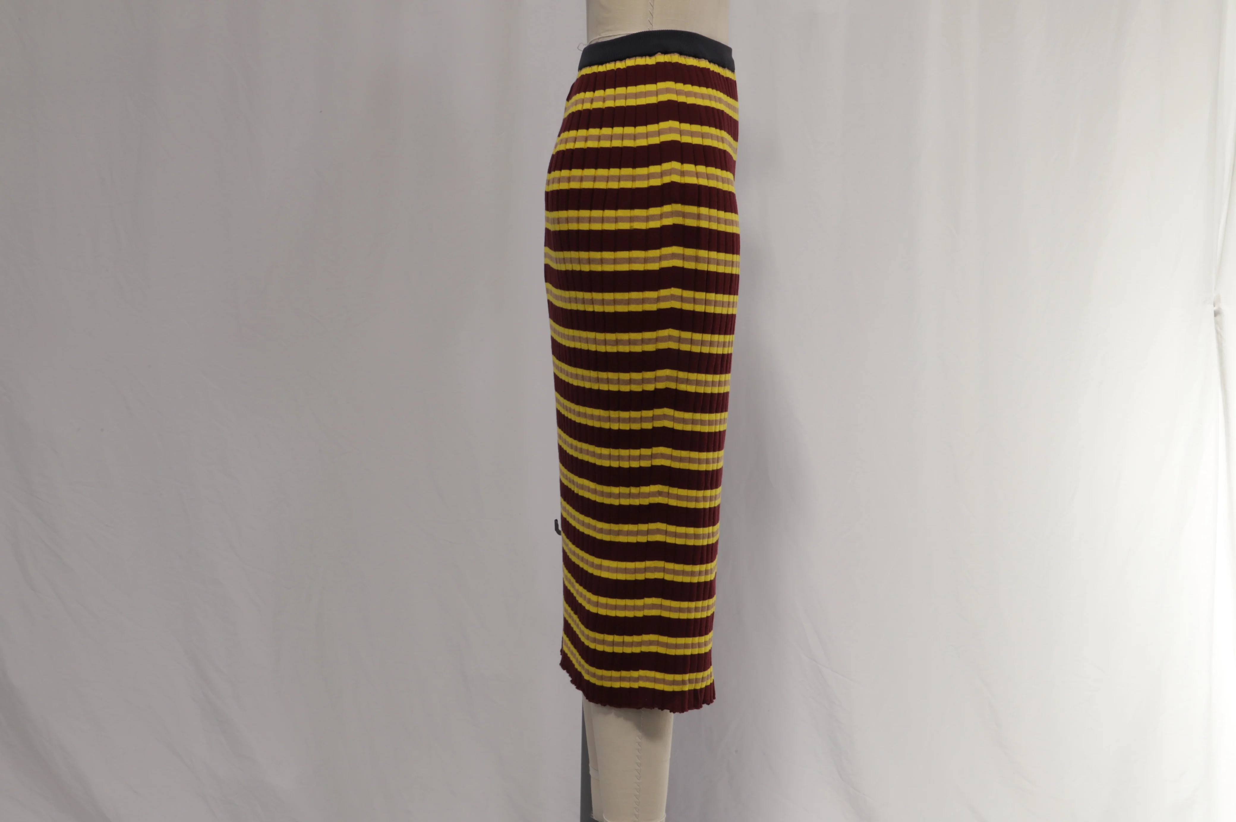 Women's Marni Striped Ribbed-Knit Midi Skirt in Multicolor Cotton - Image 8