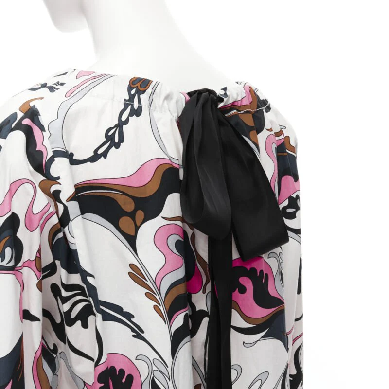 Women's Marni swirl floral cotton boat neck long sleeve dress - Image 8