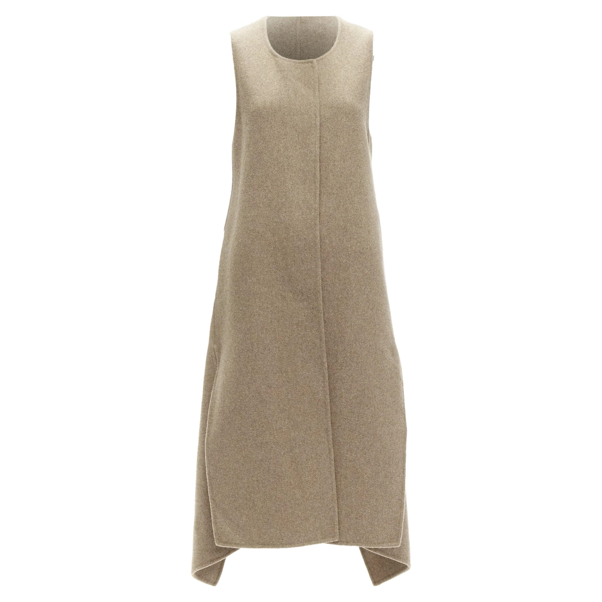 Women's Marni taupe virgin wool blend high low hem vest coat - Image 3