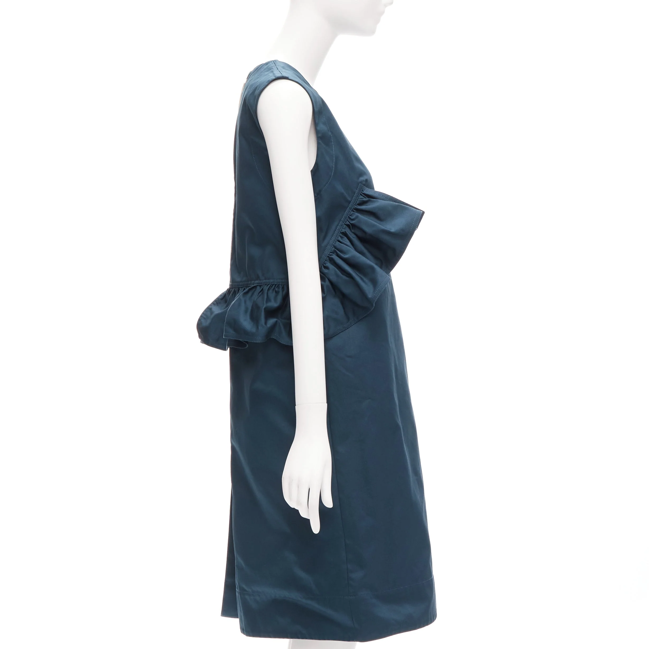 Women's Marni teal ruffle waist round neck cocktail dress - Image 10