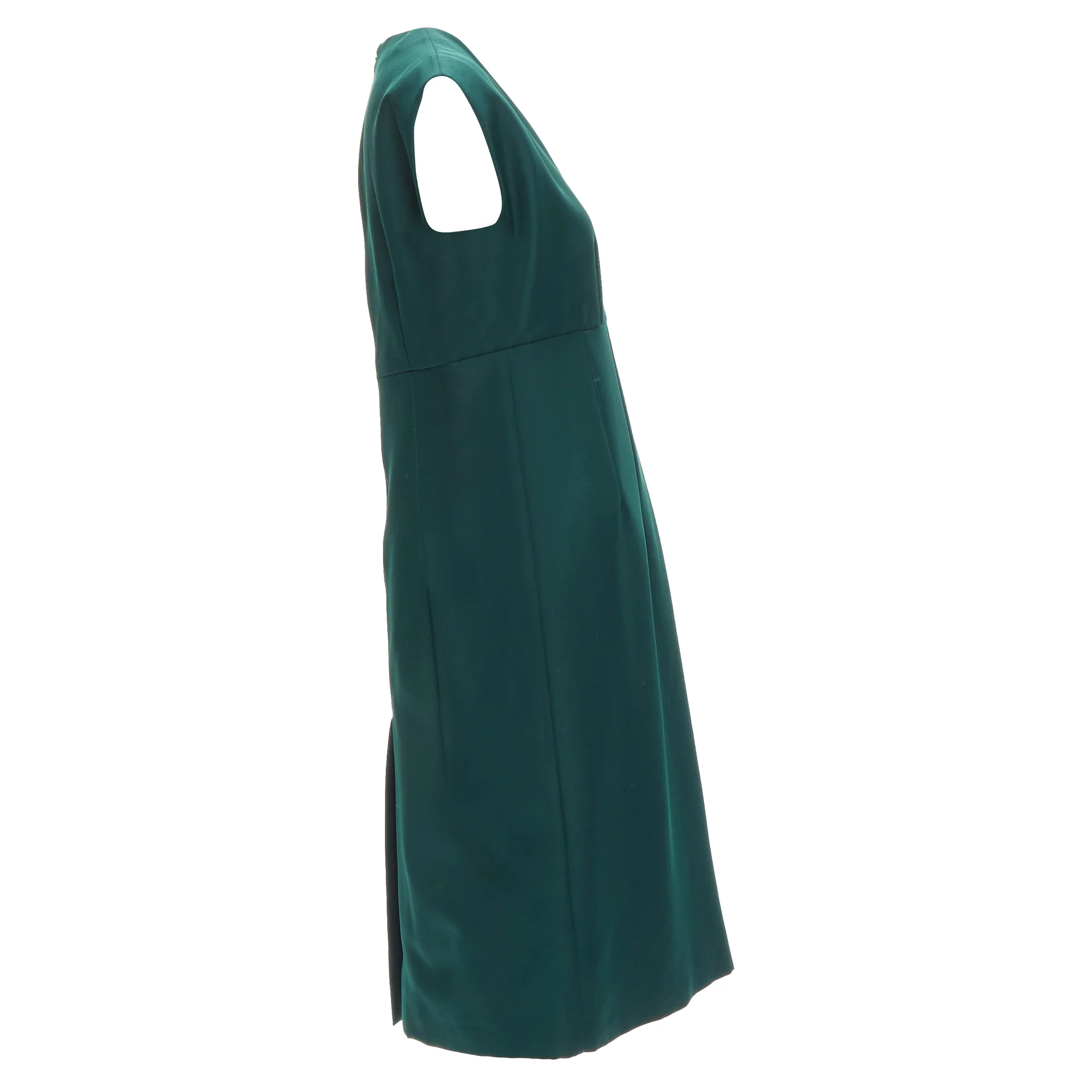 Women's Marni twill V neck dart pleat waist sleeveless boxy dress - Image 4