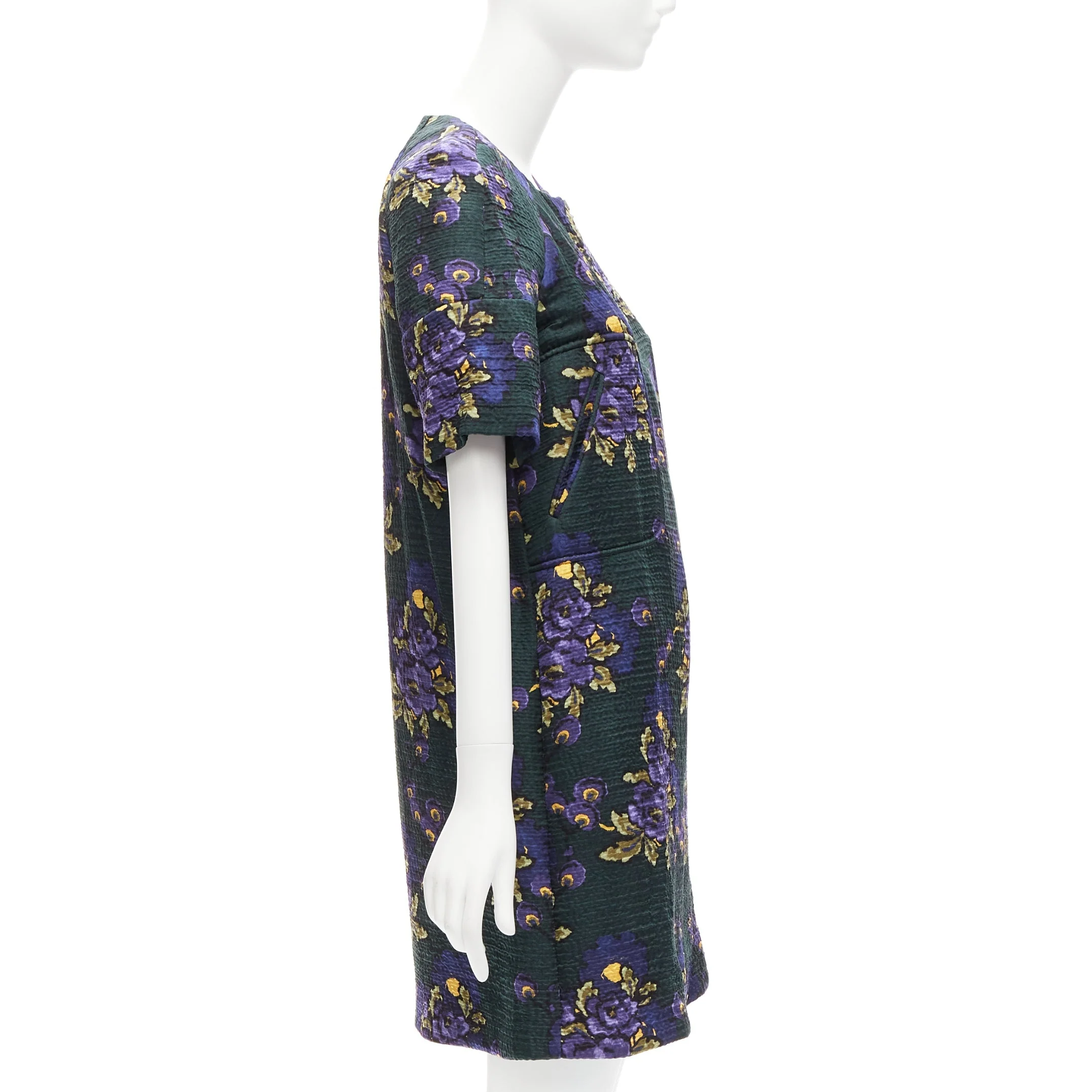 Women's Marni wool silk floral print zip coat dress - Image 10