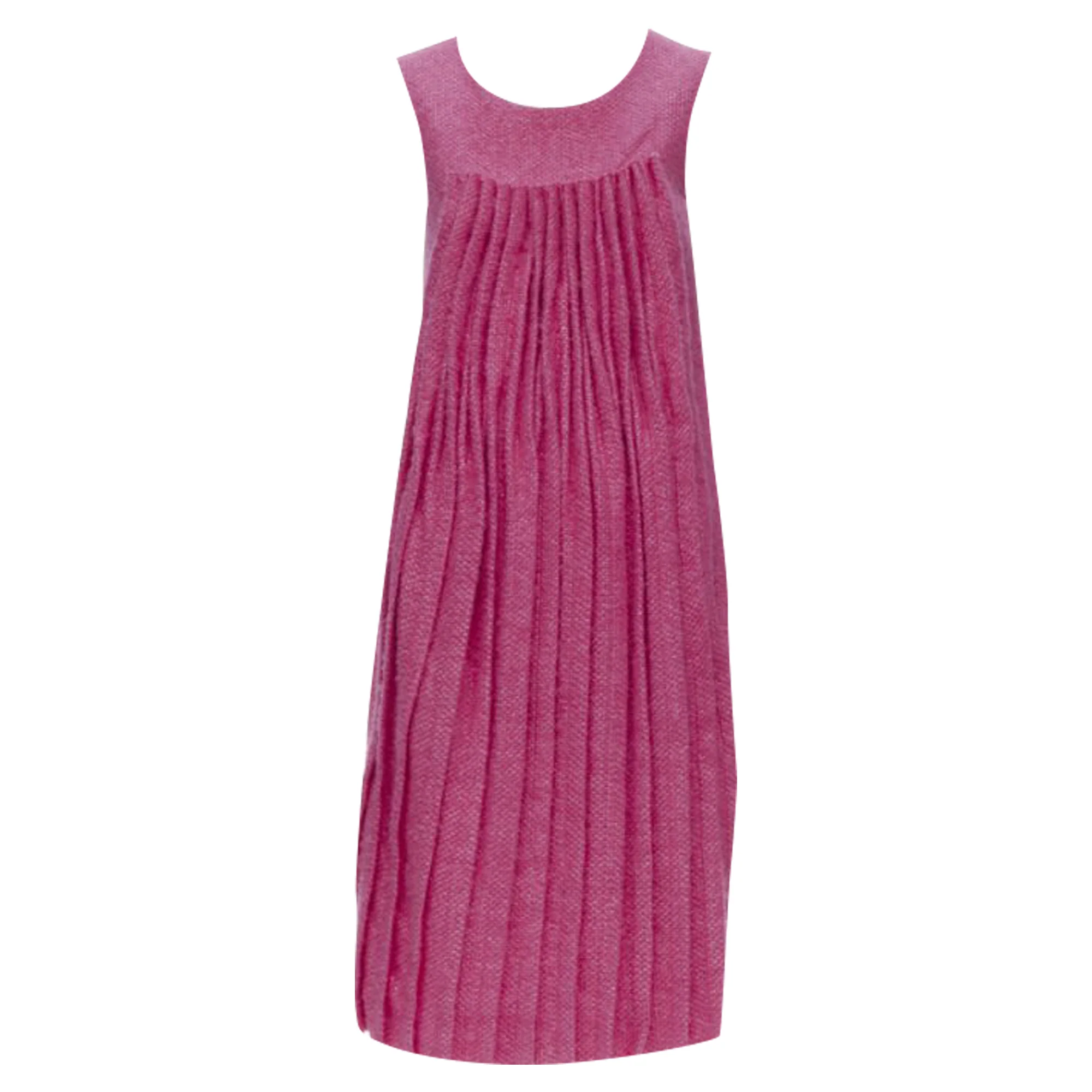 Women's Marni wool tweed pleat crast back sleeveless dress