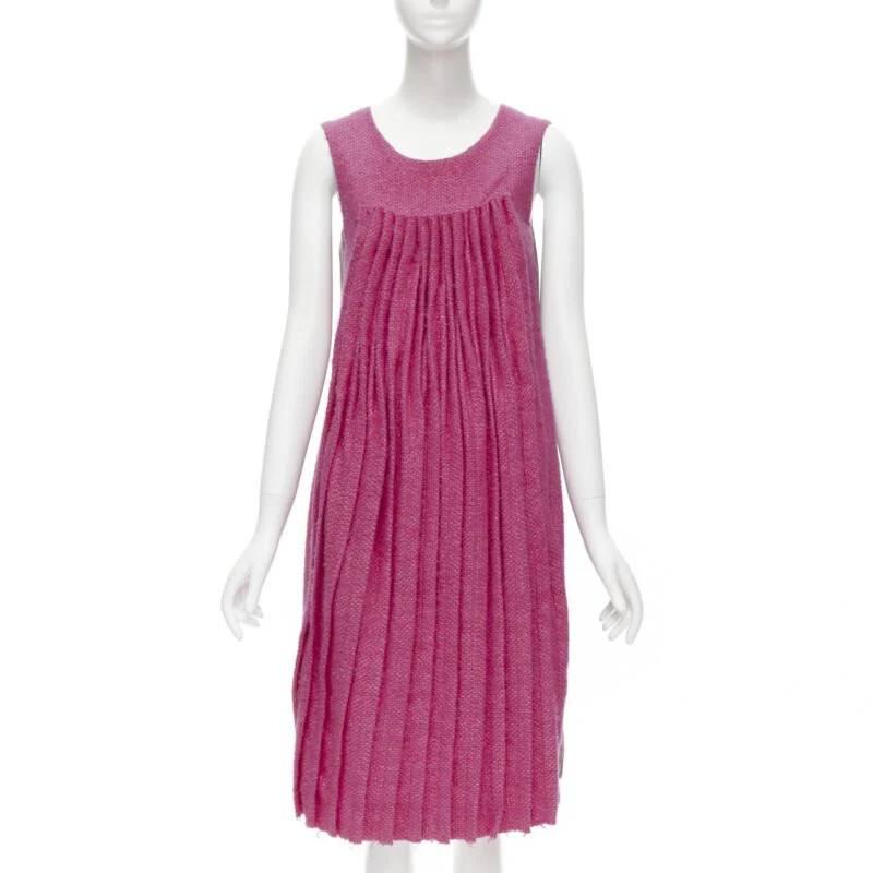 Women's Marni wool tweed pleat crast back sleeveless dress - Image 7