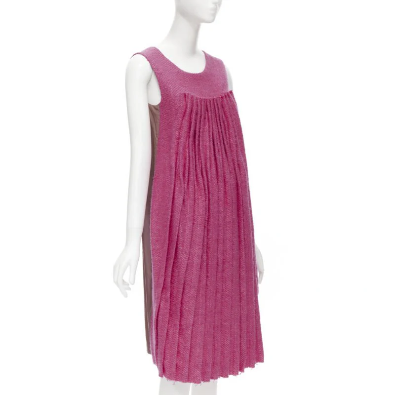 Women's Marni wool tweed pleat crast back sleeveless dress - Image 9