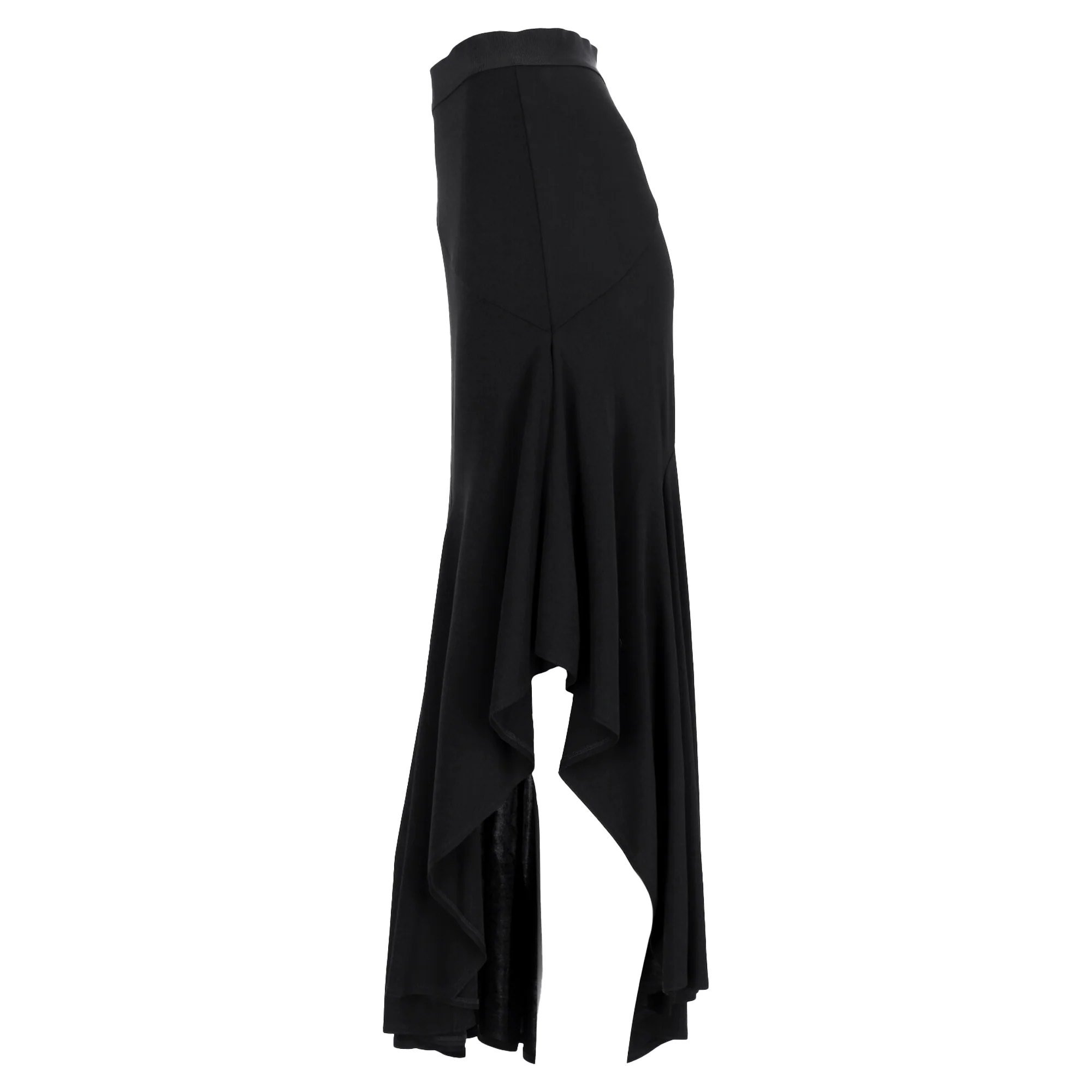 Women's Max Mara Asymmetric Midi Skirt in Black Viscose - Image 3