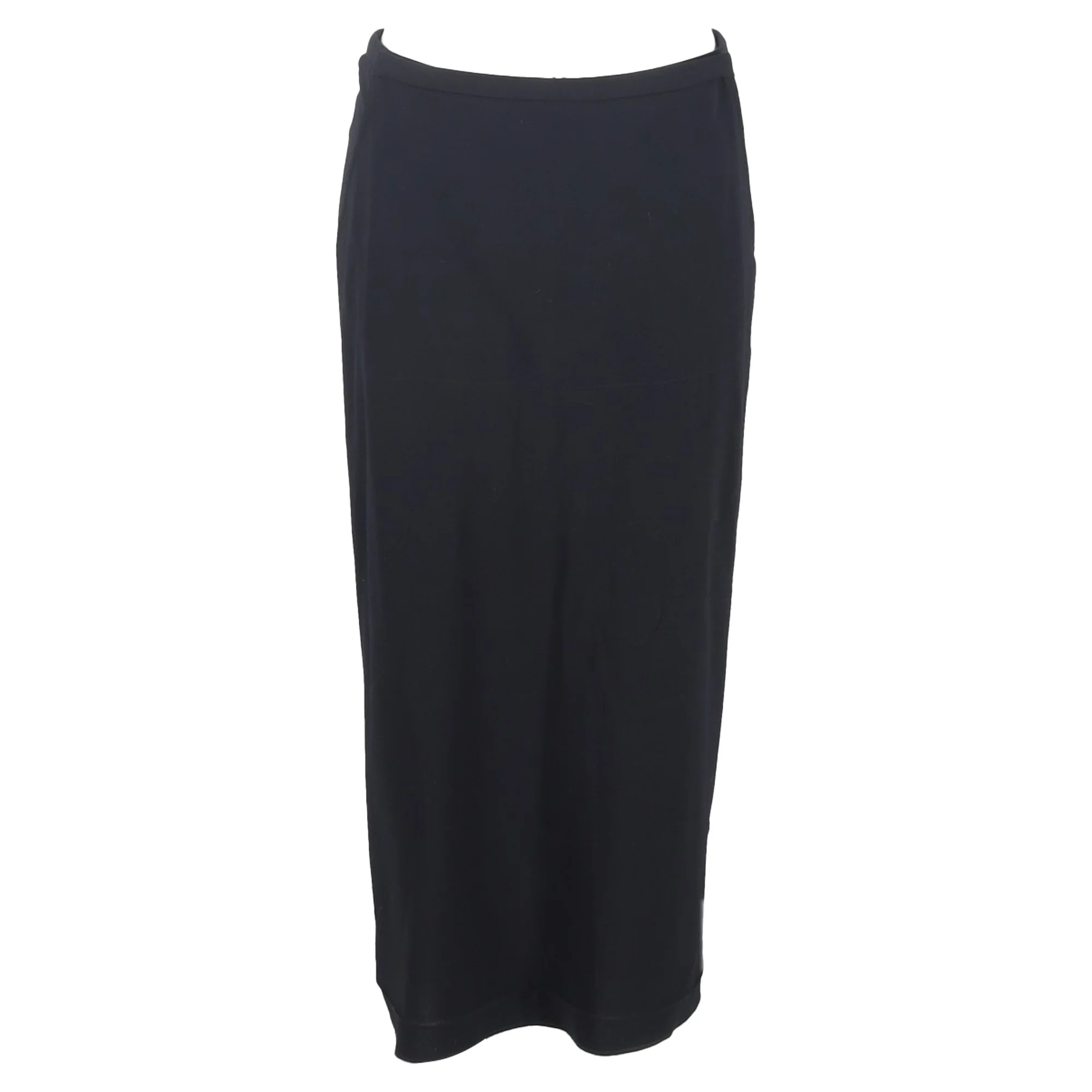 Women's Max Mara Back Slit Midi Straight Skirt in Black Wool