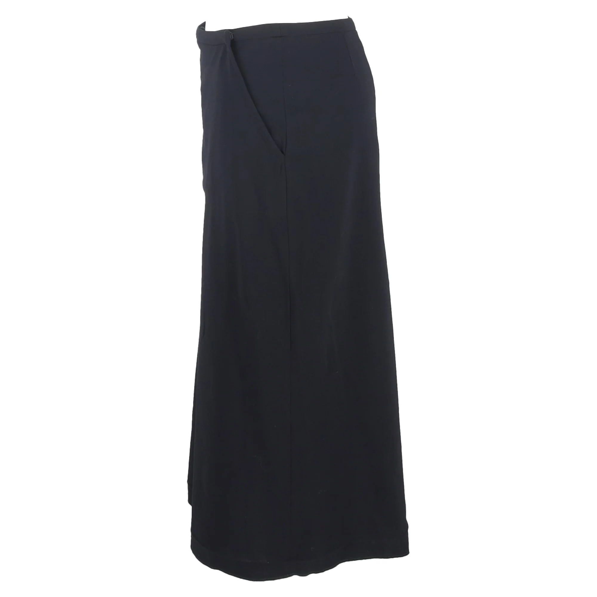 Women's Max Mara Back Slit Midi Straight Skirt in Black Wool - Image 2