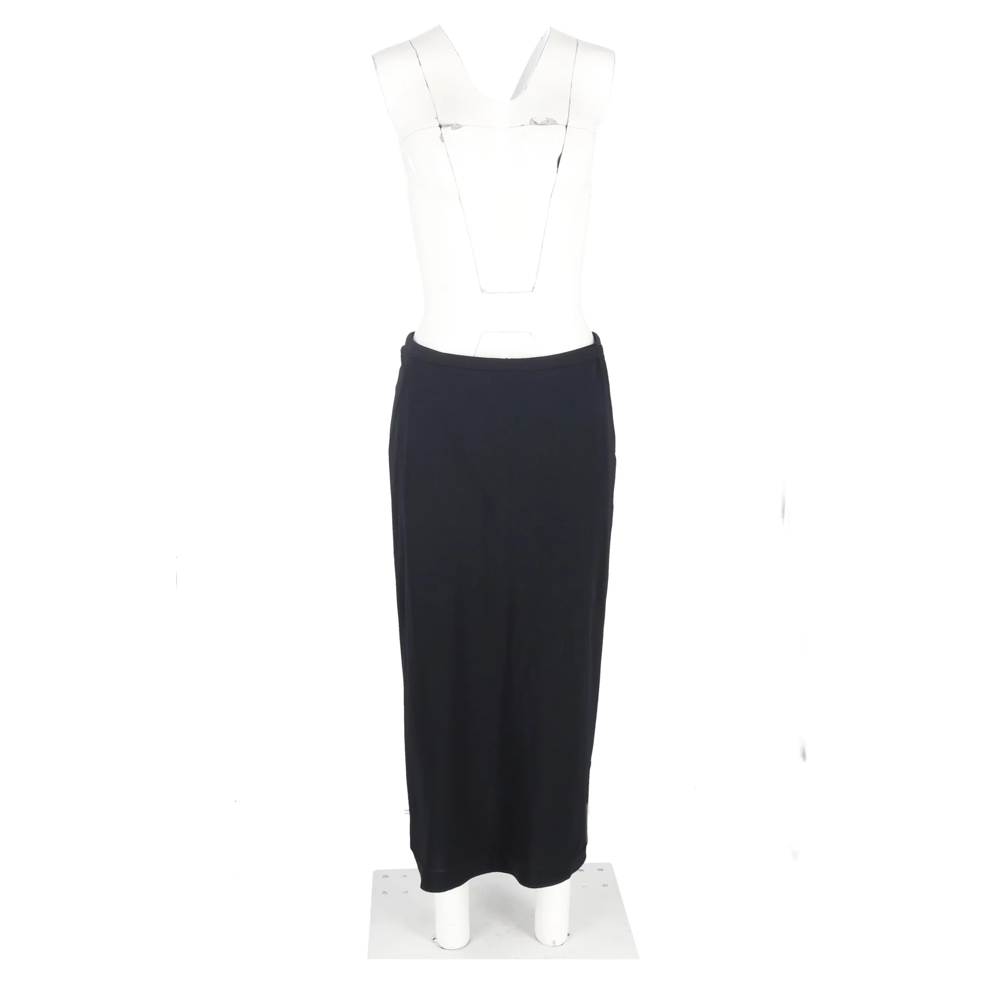 Women's Max Mara Back Slit Midi Straight Skirt in Black Wool - Image 4
