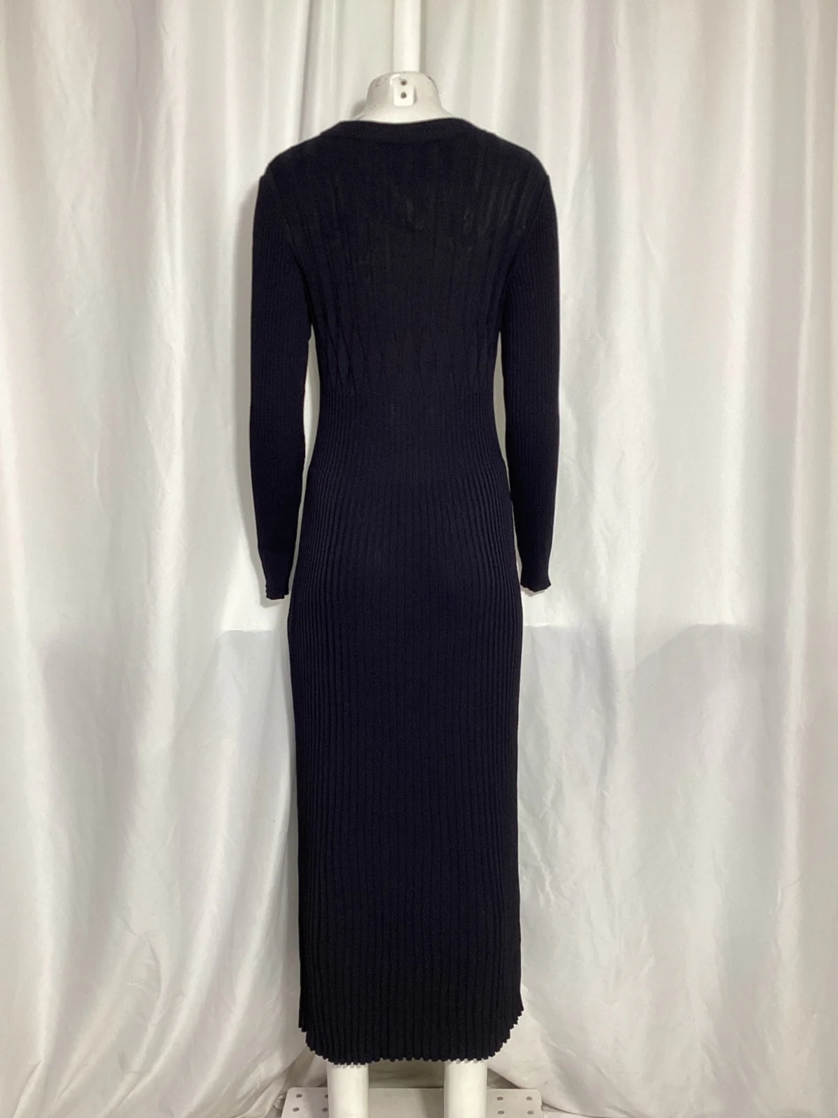 Women's Max Mara Long Knit Dress in Navy Blue Viscose - Image 10