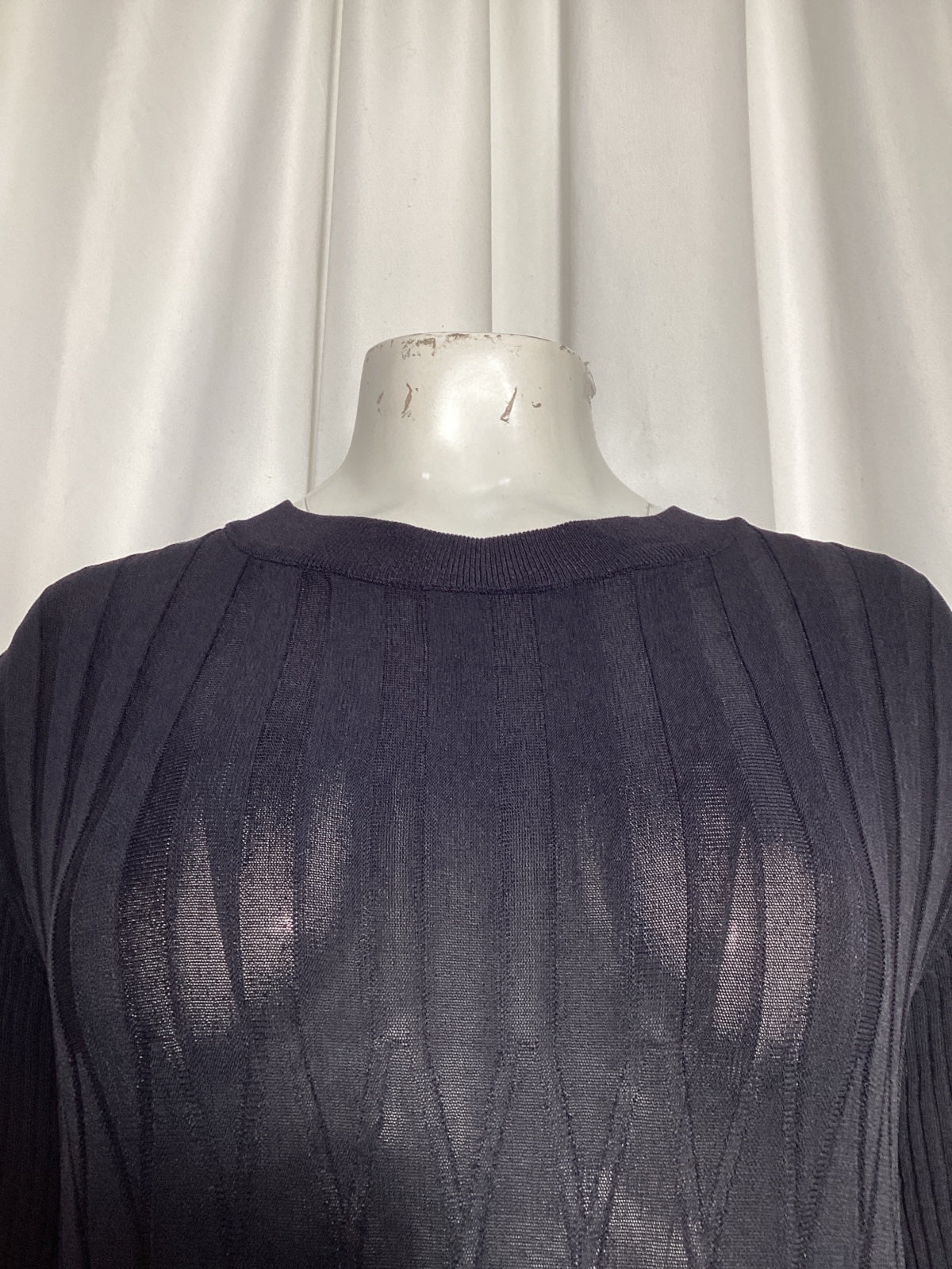 Women's Max Mara Long Knit Dress in Navy Blue Viscose - Image 9