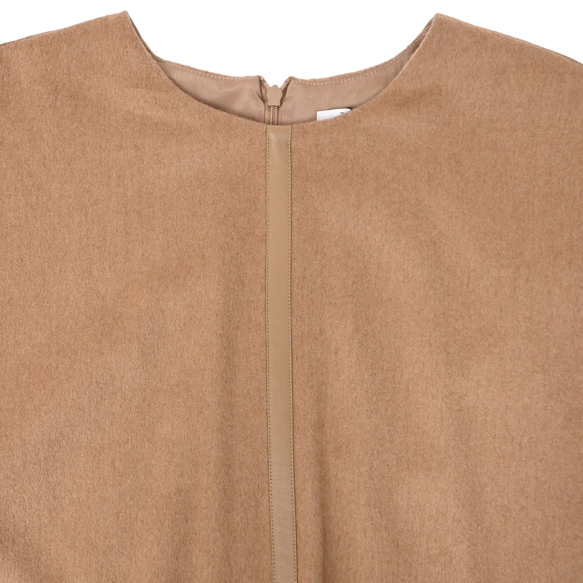 Women's Max Mara Long Sleeve Midi Dress with Pockets in Brown Camel Wool - Image 4