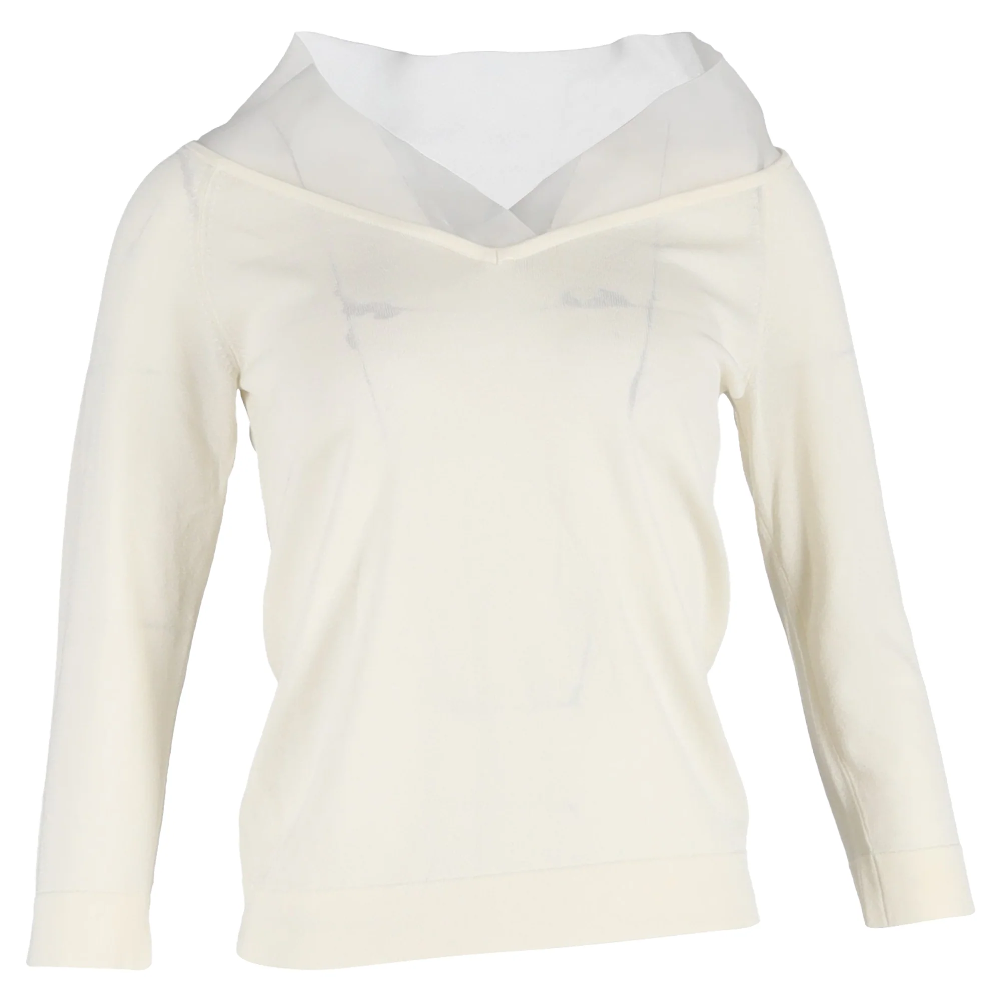 Women's Max Mara V-neck Sweater in Cream Cotton