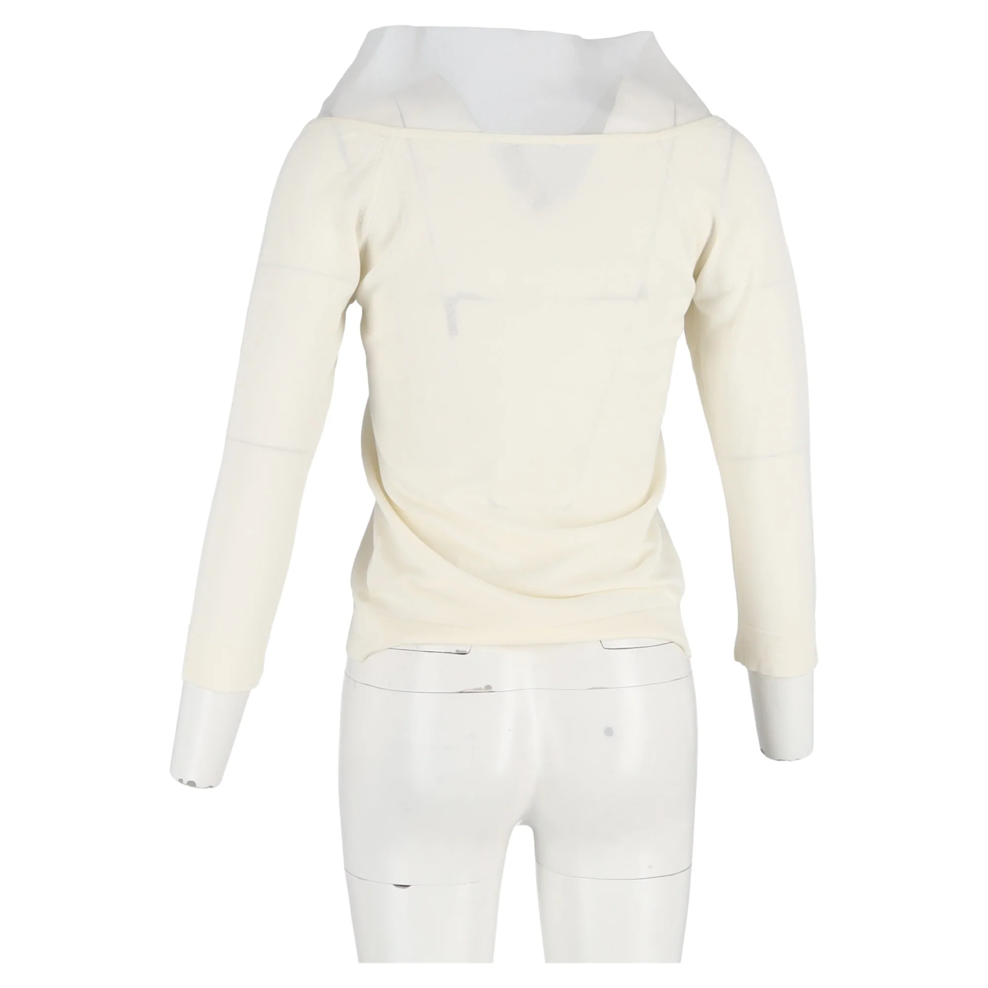 Women's Max Mara V-neck Sweater in Cream Cotton - Image 6