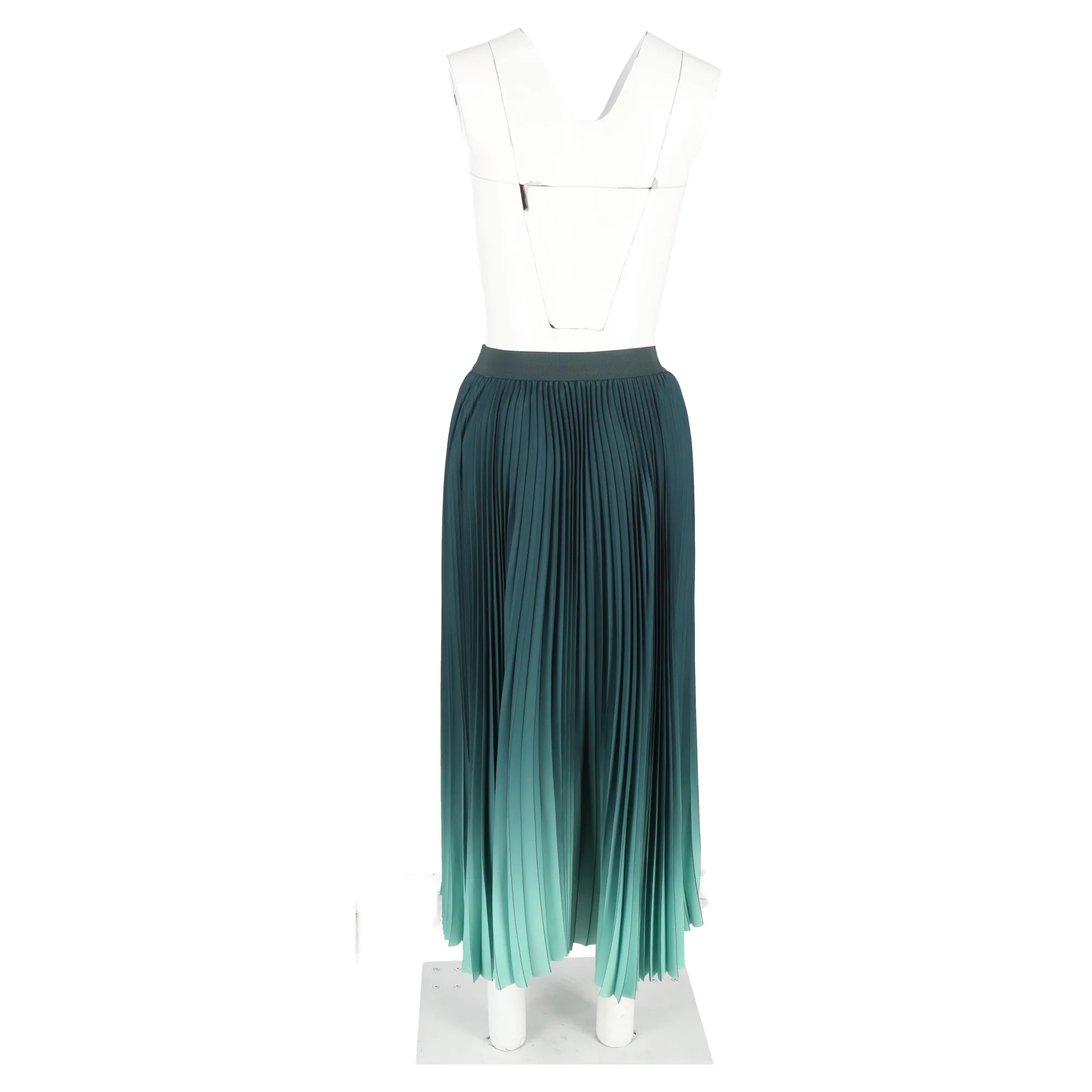 Women's Max Mara Weekend Fulcro Pleated Midi Skirt in Green Polyester - Image 6