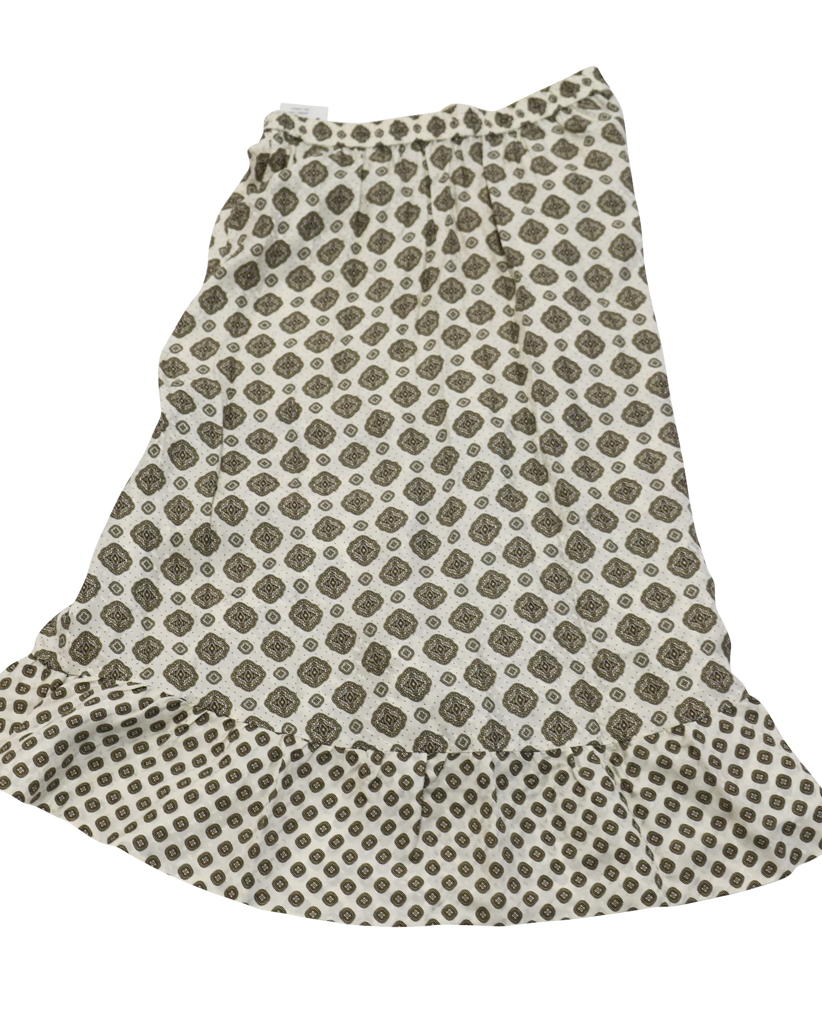 Women's Michael Kors Asymmetrical Ruffled Jacquard Midi Skirt in Ivory Silk