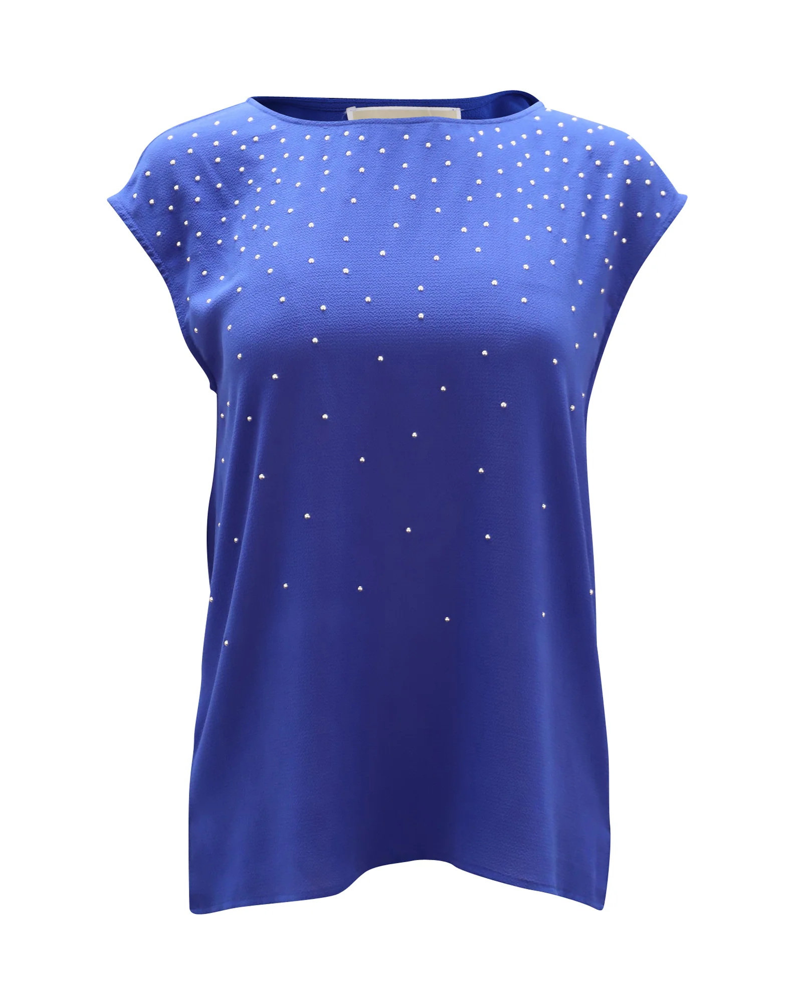 Women's Michael Kors Embellished Sleeveless Blouse in Blue Polyester