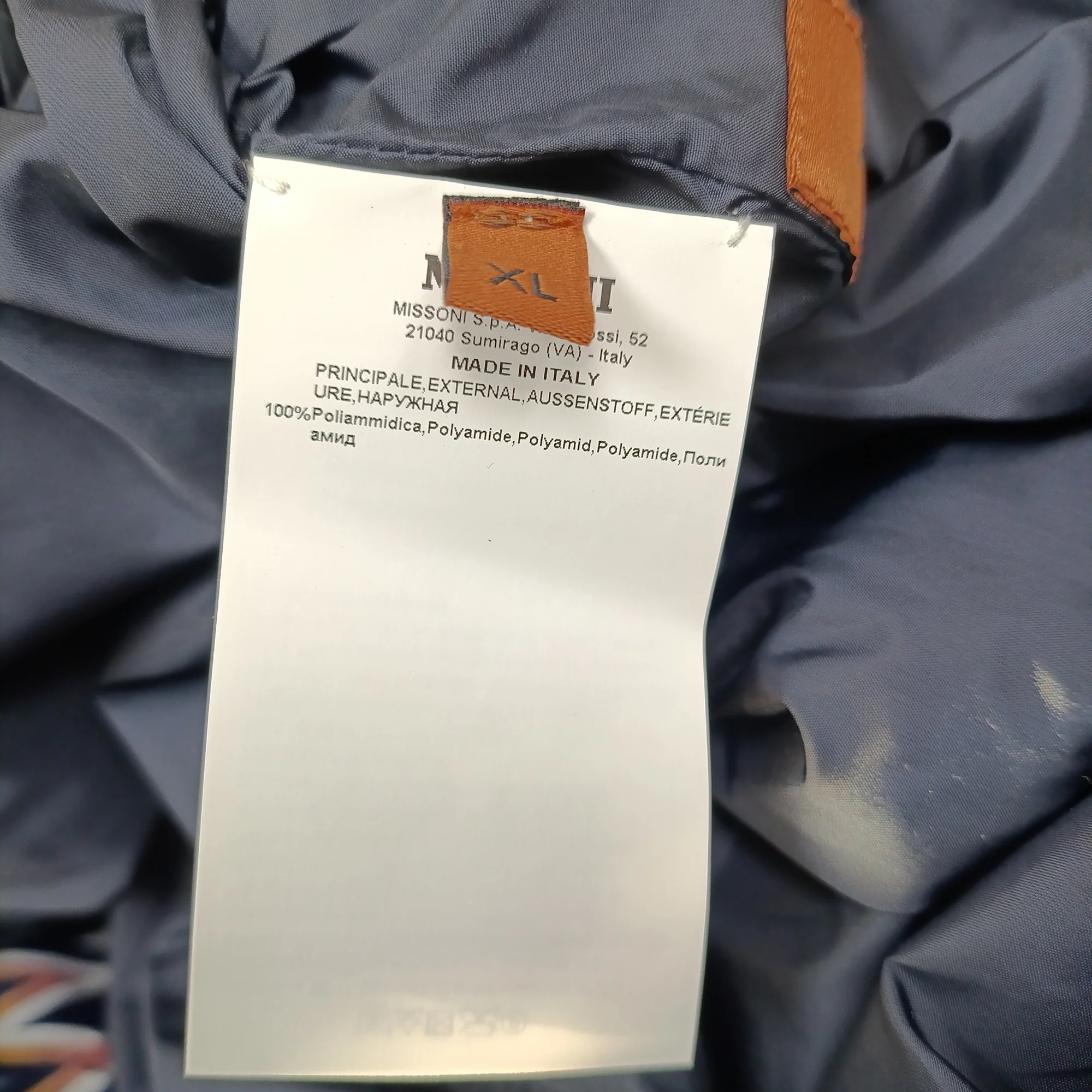 Men's Missoni Printed Hooded Jacket in Navy Blue Polyamide - Image 3