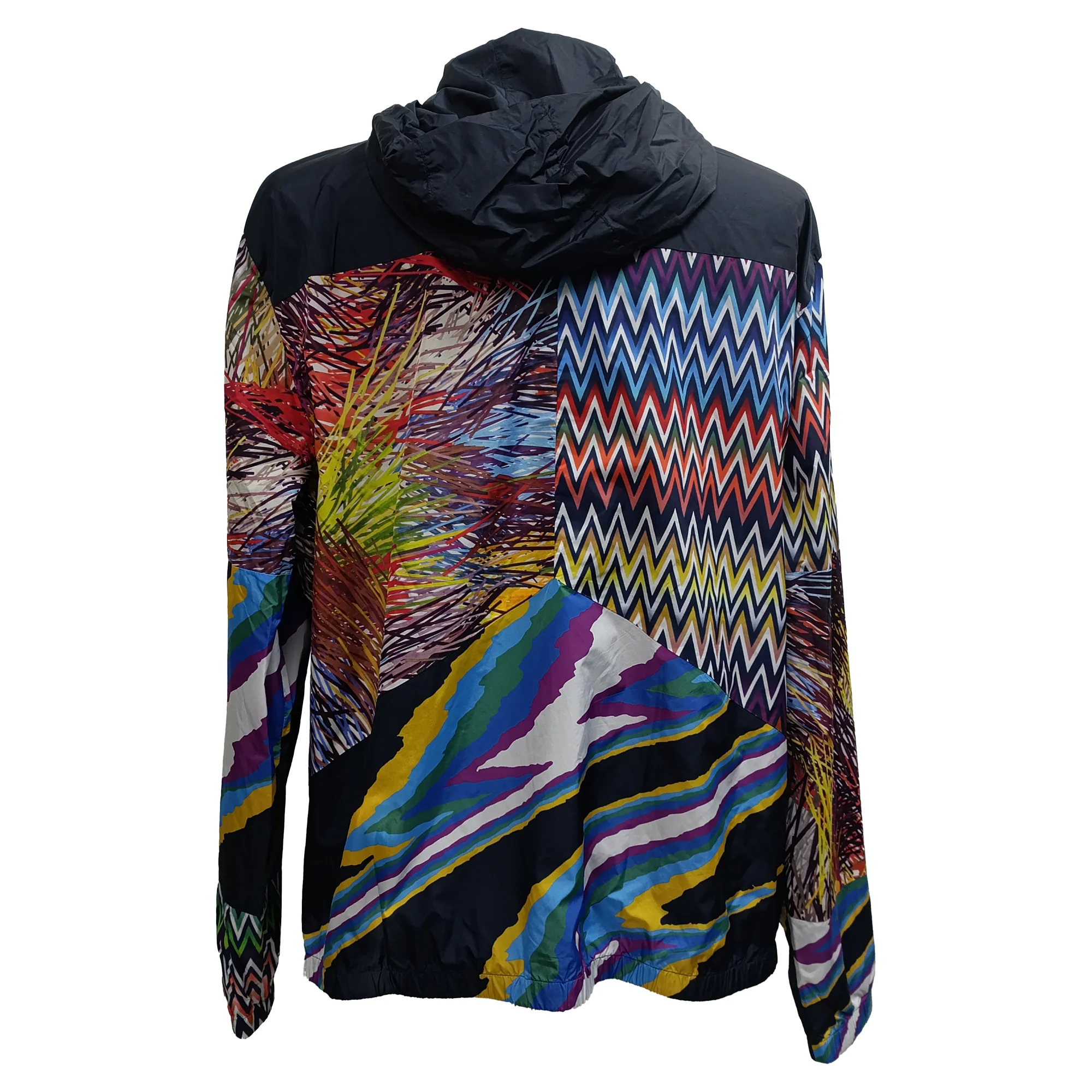 Men's Missoni Printed Hooded Jacket in Navy Blue Polyamide - Image 4