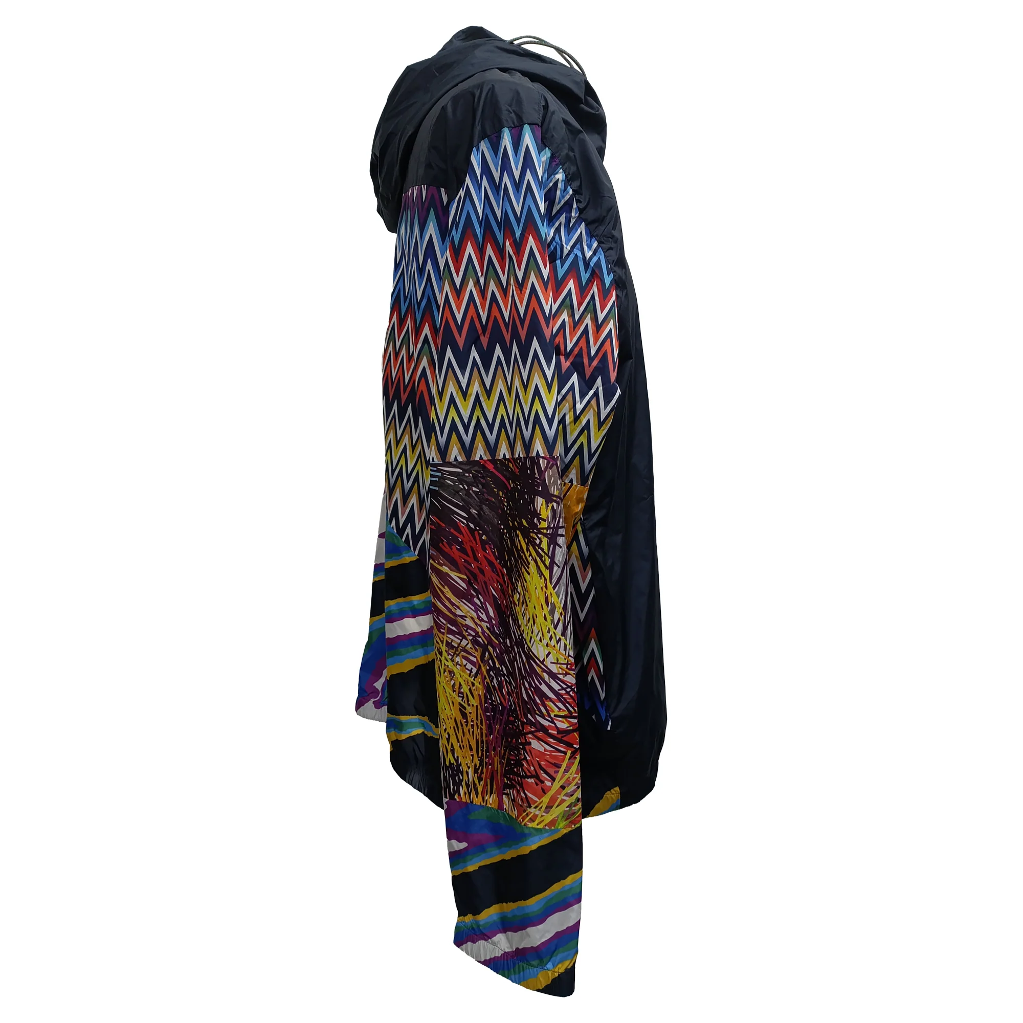 Men's Missoni Printed Hooded Jacket in Navy Blue Polyamide - Image 5