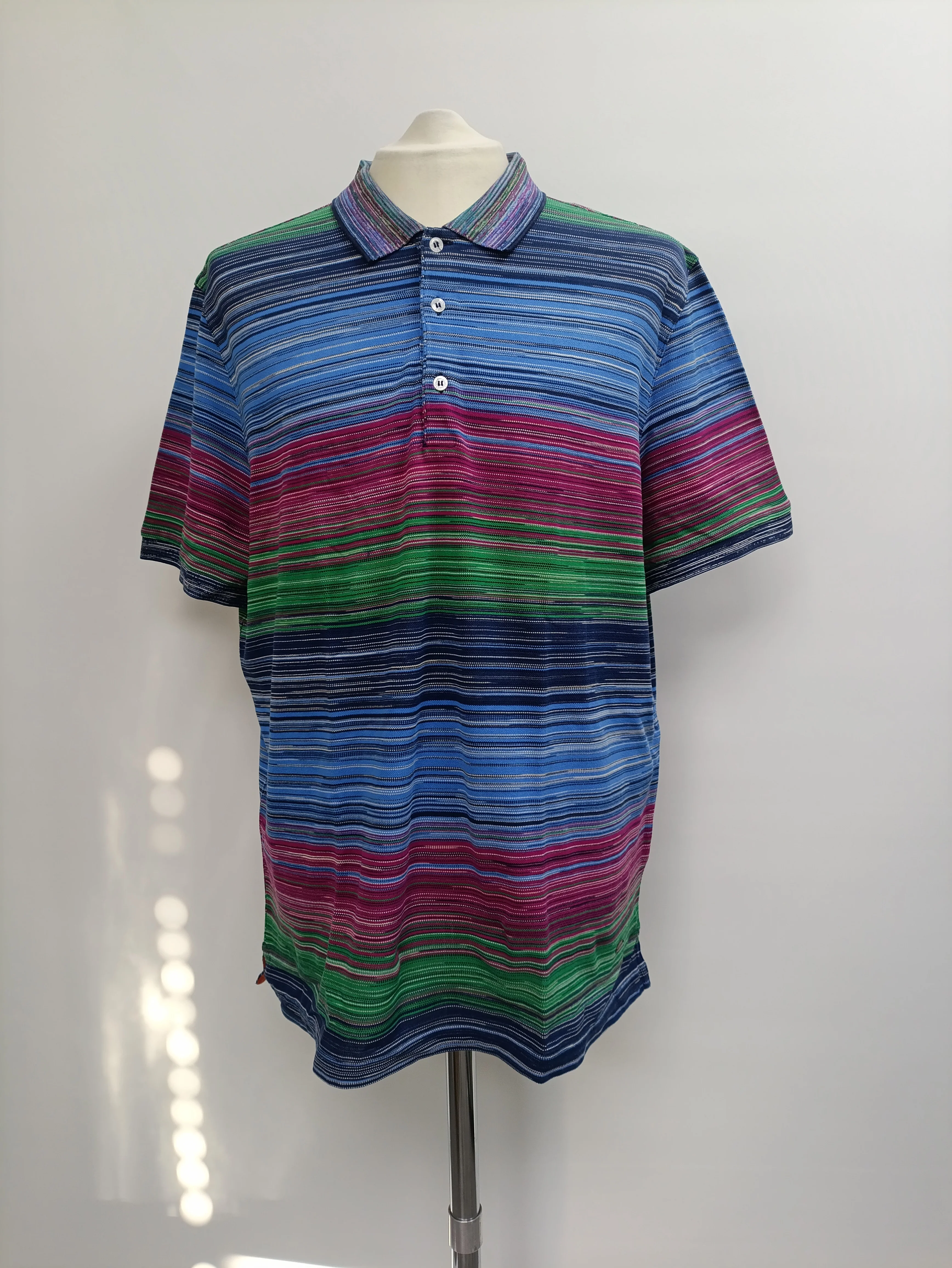 Men's Missoni Striped Pique Polo Shirt in Multicolor Cotton - Image 5