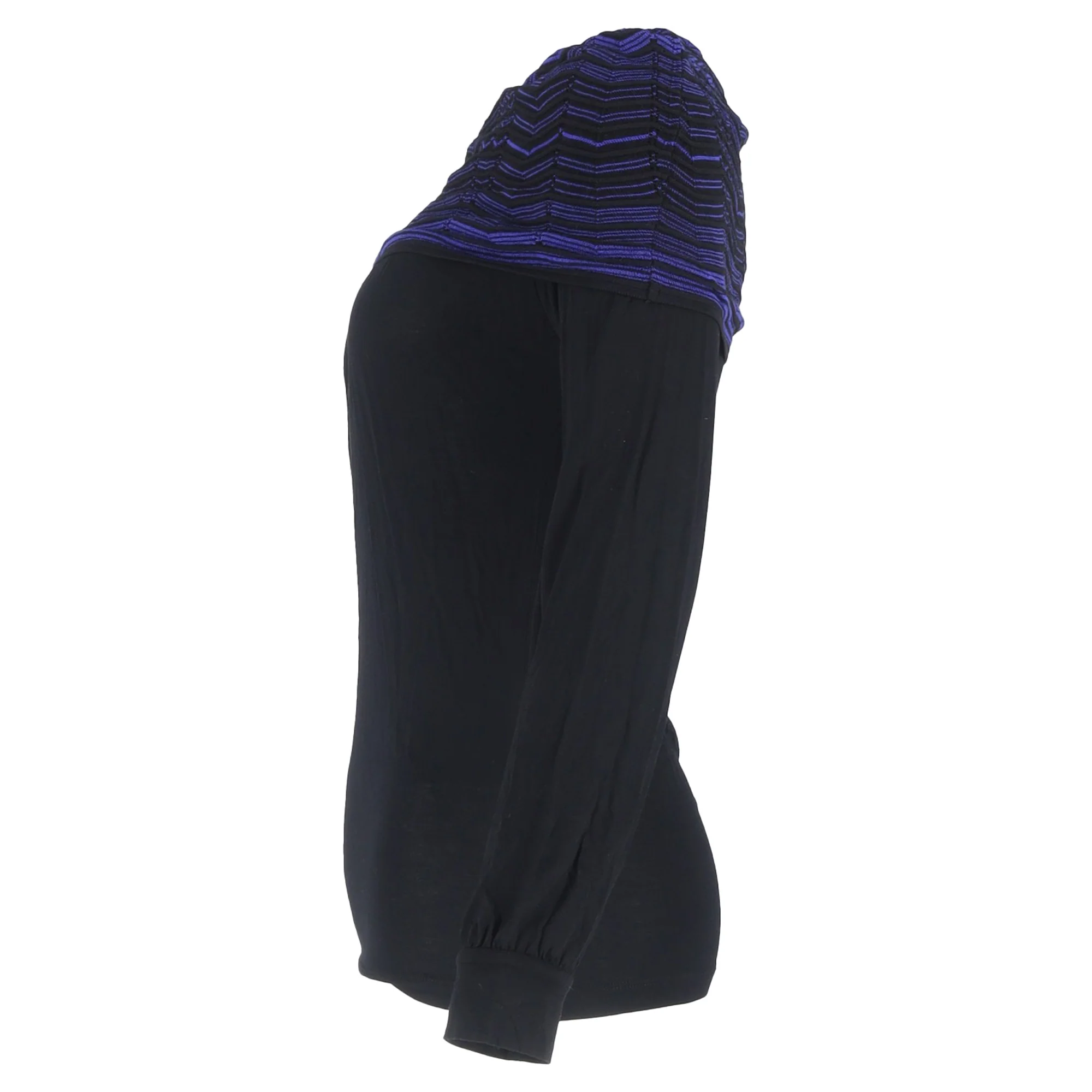 Women's M Missoni Cowl Neck Detail Long Sleeve T-Shirt in Black Cotton - Image 2