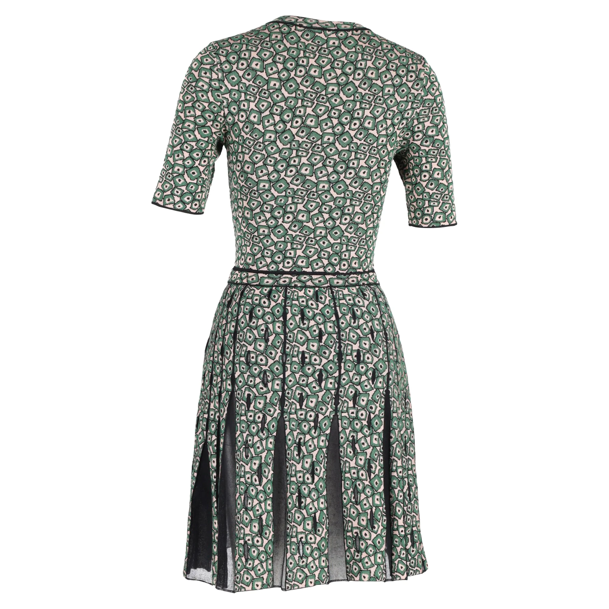 Women's M Missoni Patterned Jacquard Knit Dress in Green Polyamide - Image 3