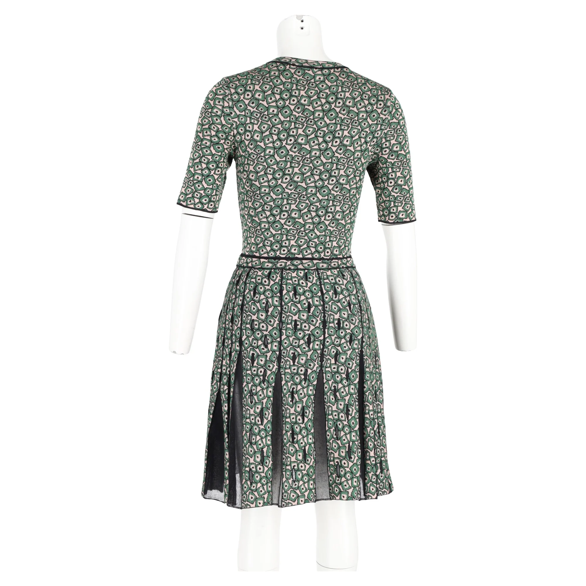 Women's M Missoni Patterned Jacquard Knit Dress in Green Polyamide - Image 6