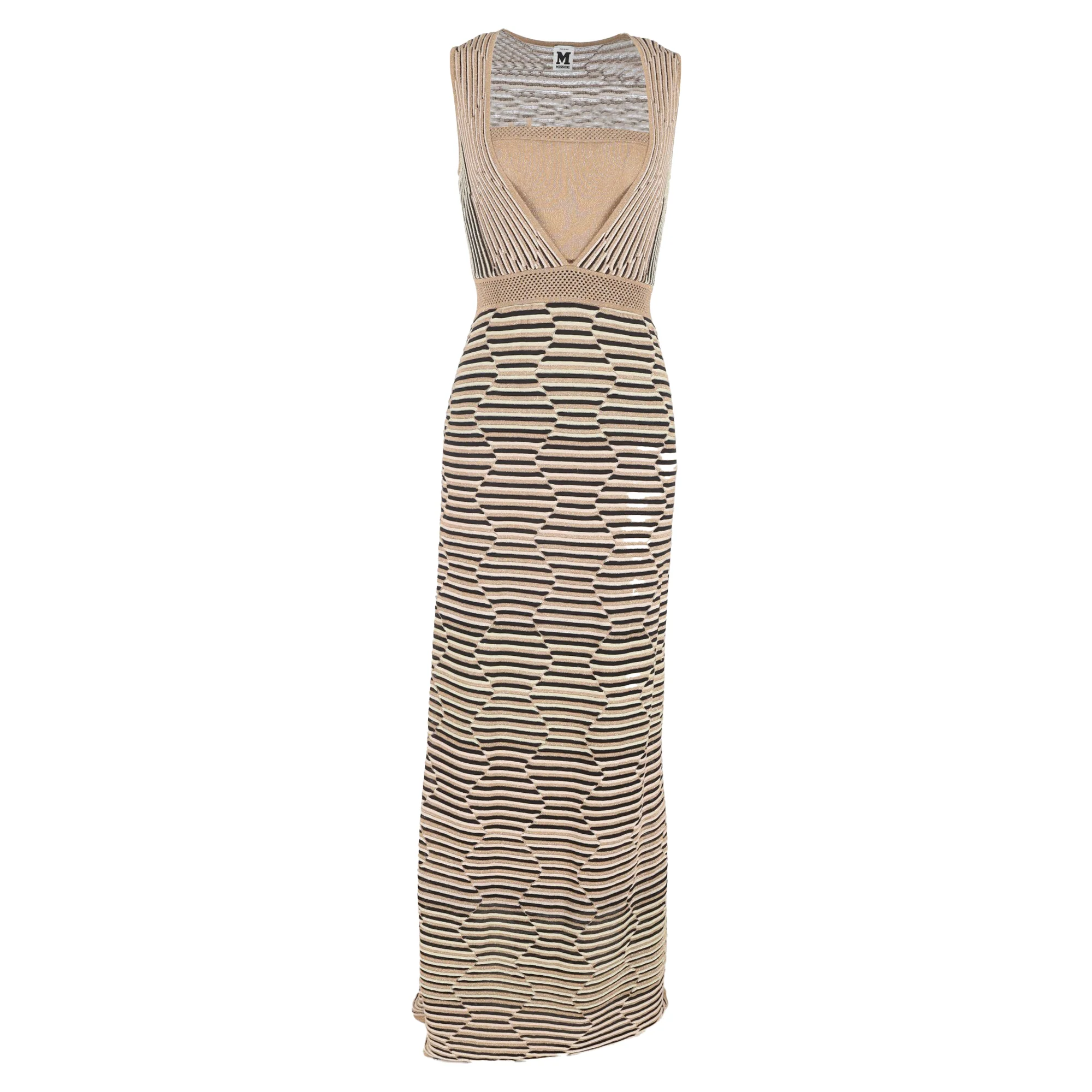 Women's M Missoni Patterned Maxi Dress Gown in Brown Viscose