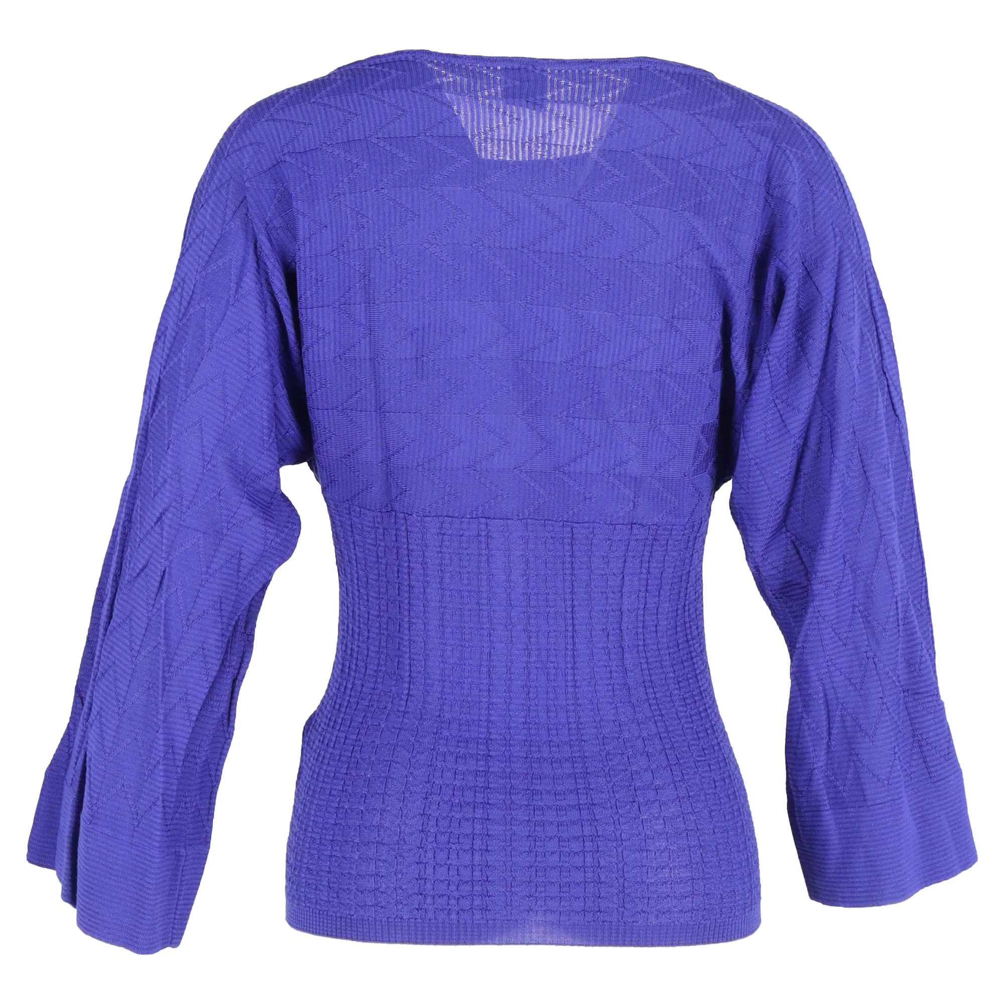 Women's M Missoni Quarter Sleeve Top in Blue Wool - Image 3